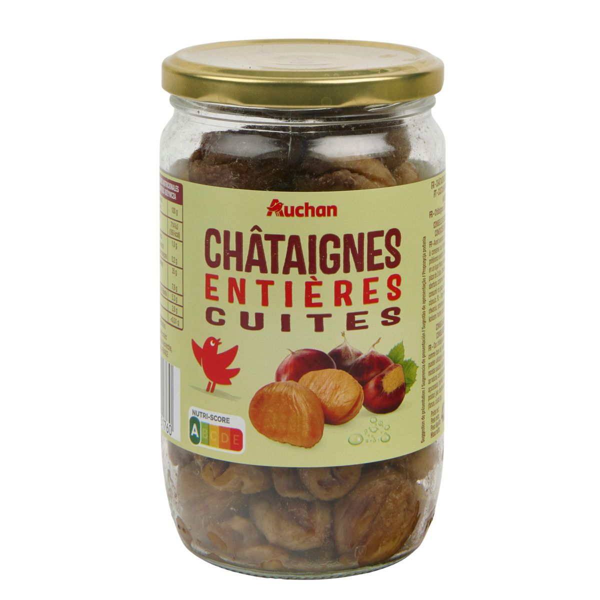 AUCHAN Châtaignes entières cuites en bocal 420g