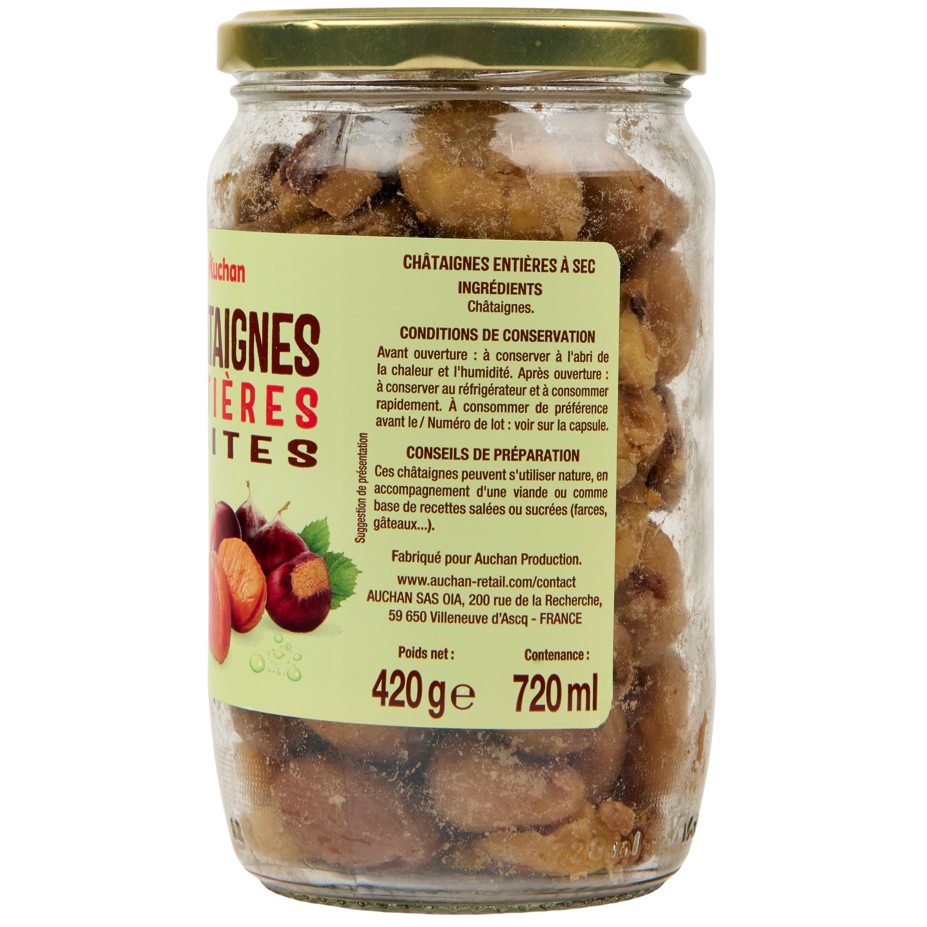 Voir la diapositive 3 : AUCHAN Châtaignes entières cuites en bocal 420g