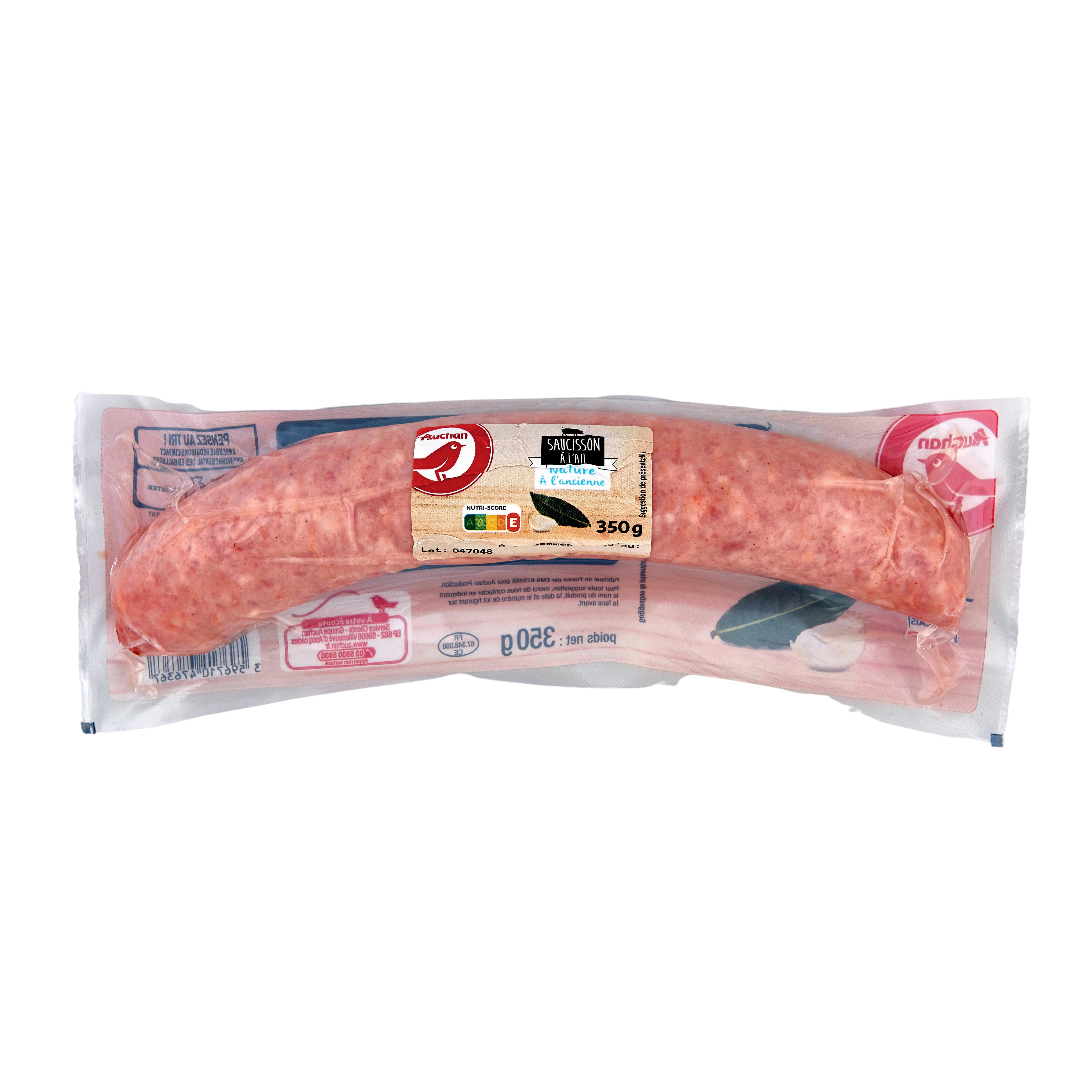 Voir la diapositive 2 : AUCHAN Saucisson à l'ail nature à l'ancienne 350g