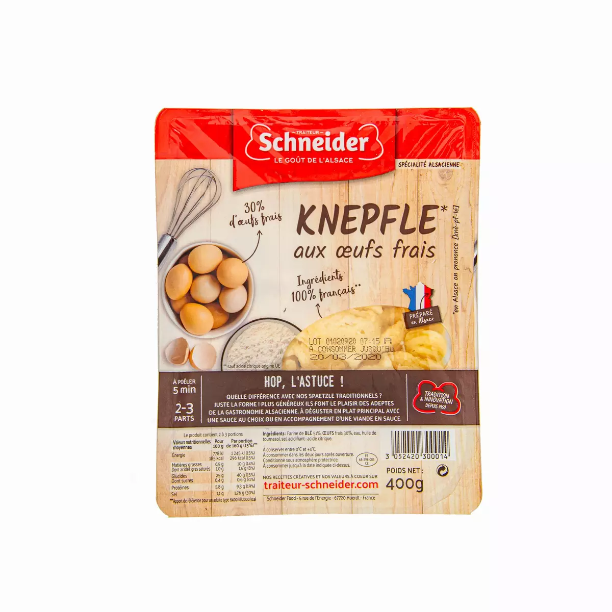 SCHNEIDER Knepfle aux oeufs frais 2-3 portions 400g