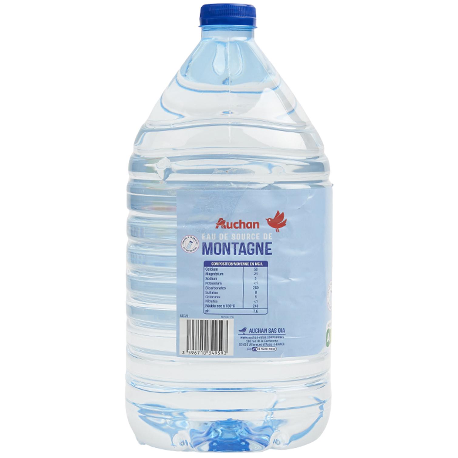 Voir la diapositive 2 : AUCHAN Eau de source de montagne bidon de 5l