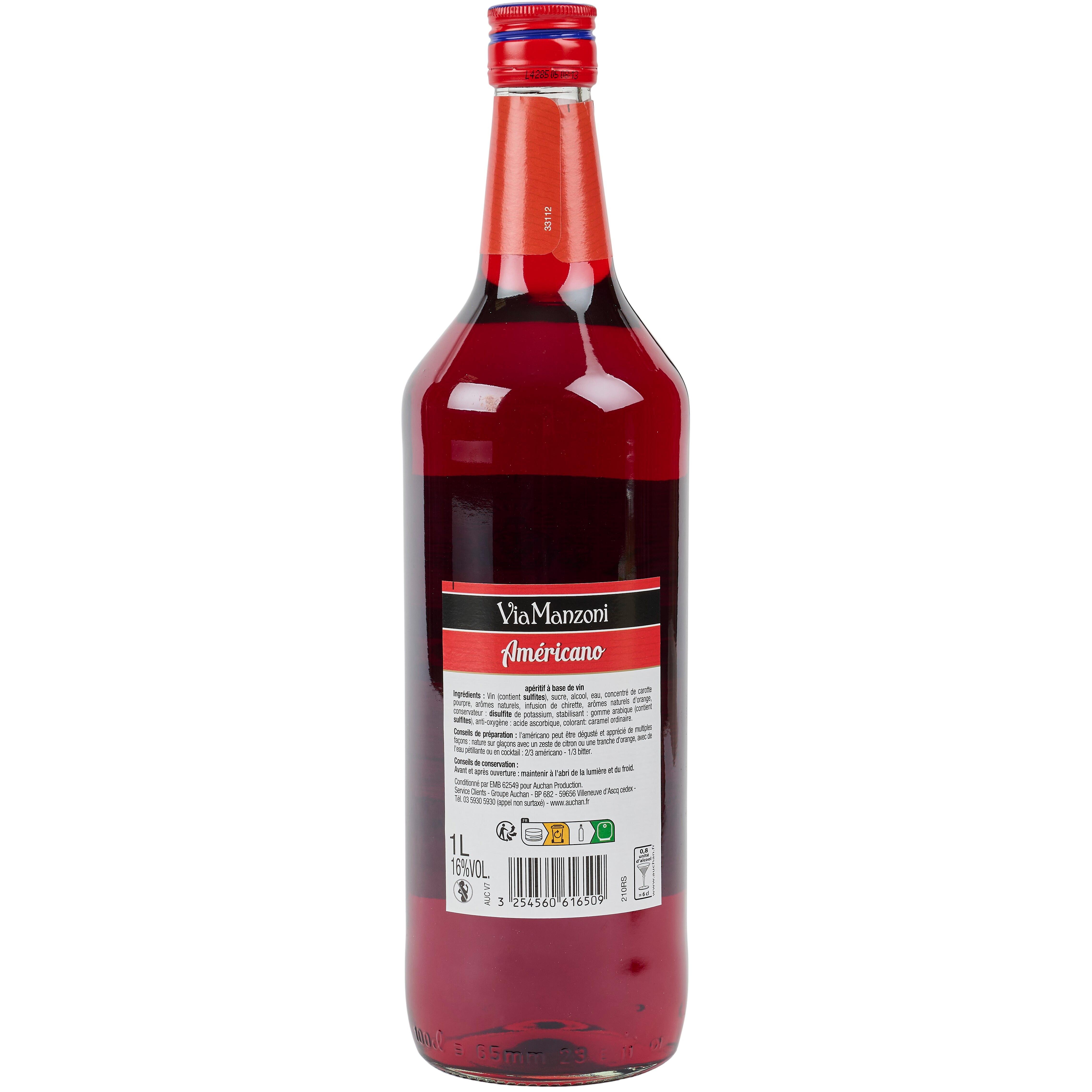 Voir la diapositive 2 : VIA MANZONI Apéritif à base de vin barracuda americano 16% 1l