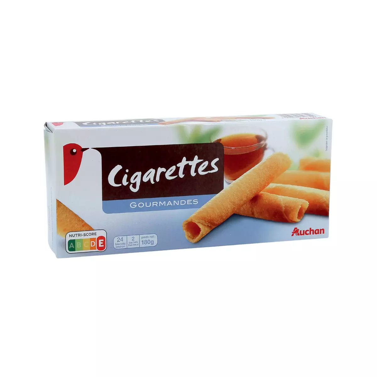AUCHAN Cigarettes gourmandes, sachets fraîcheur 2x12 biscuits 125g