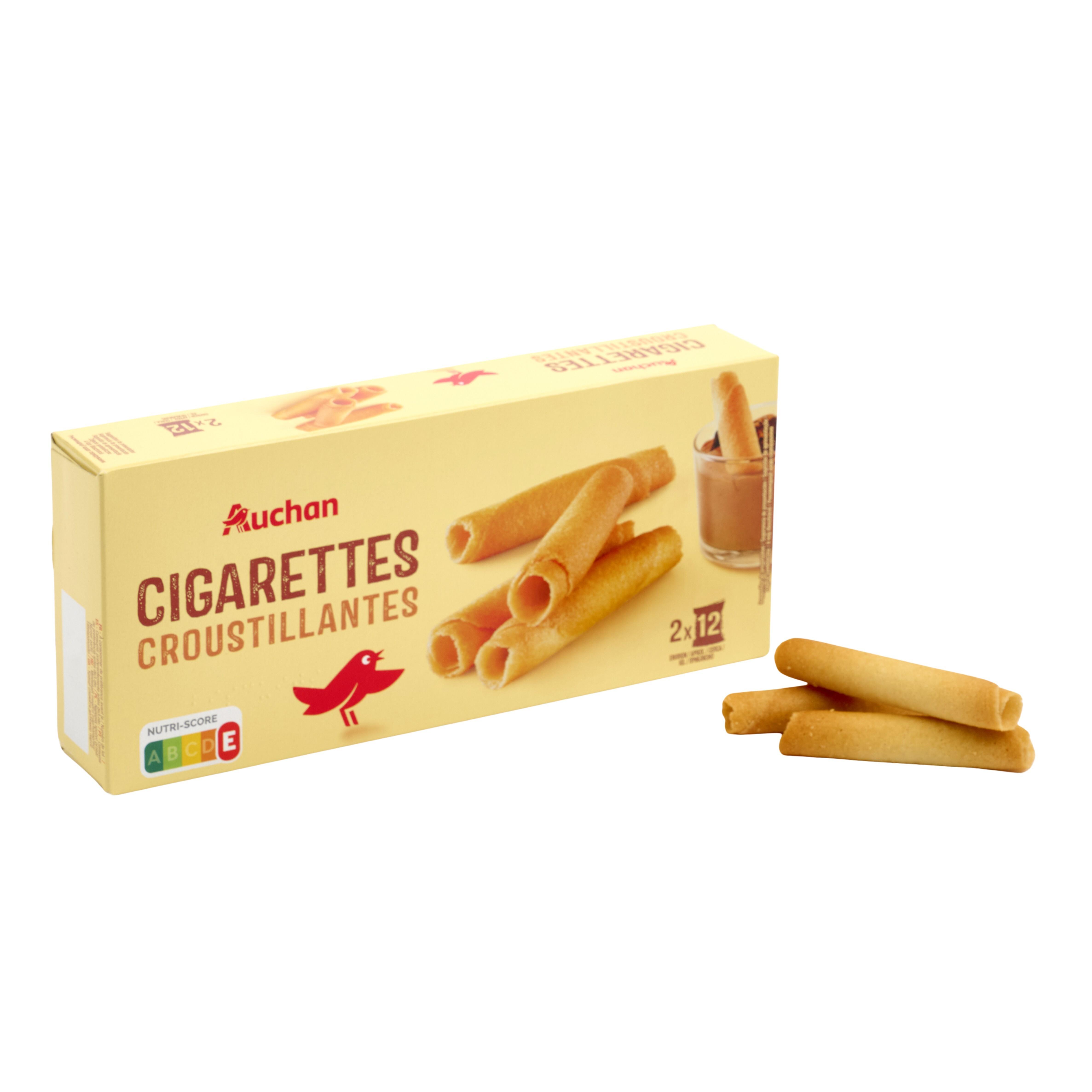 Voir la diapositive 2 : AUCHAN Cigarettes gourmandes sachets fraîcheur 2x12 biscuits 125g