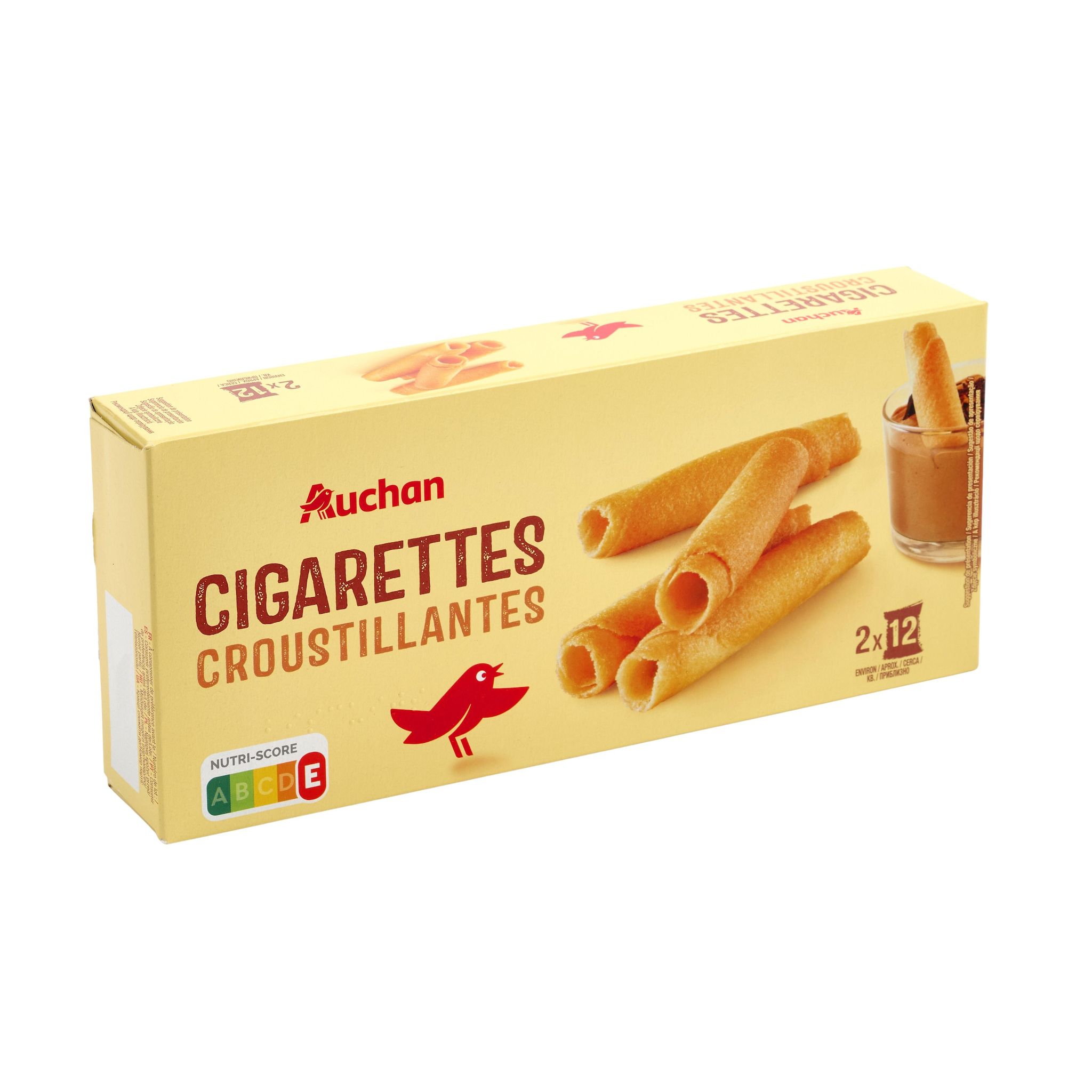 Voir la diapositive 2 : AUCHAN Cigarettes gourmandes sachets fraîcheur 2x12 biscuits 125g