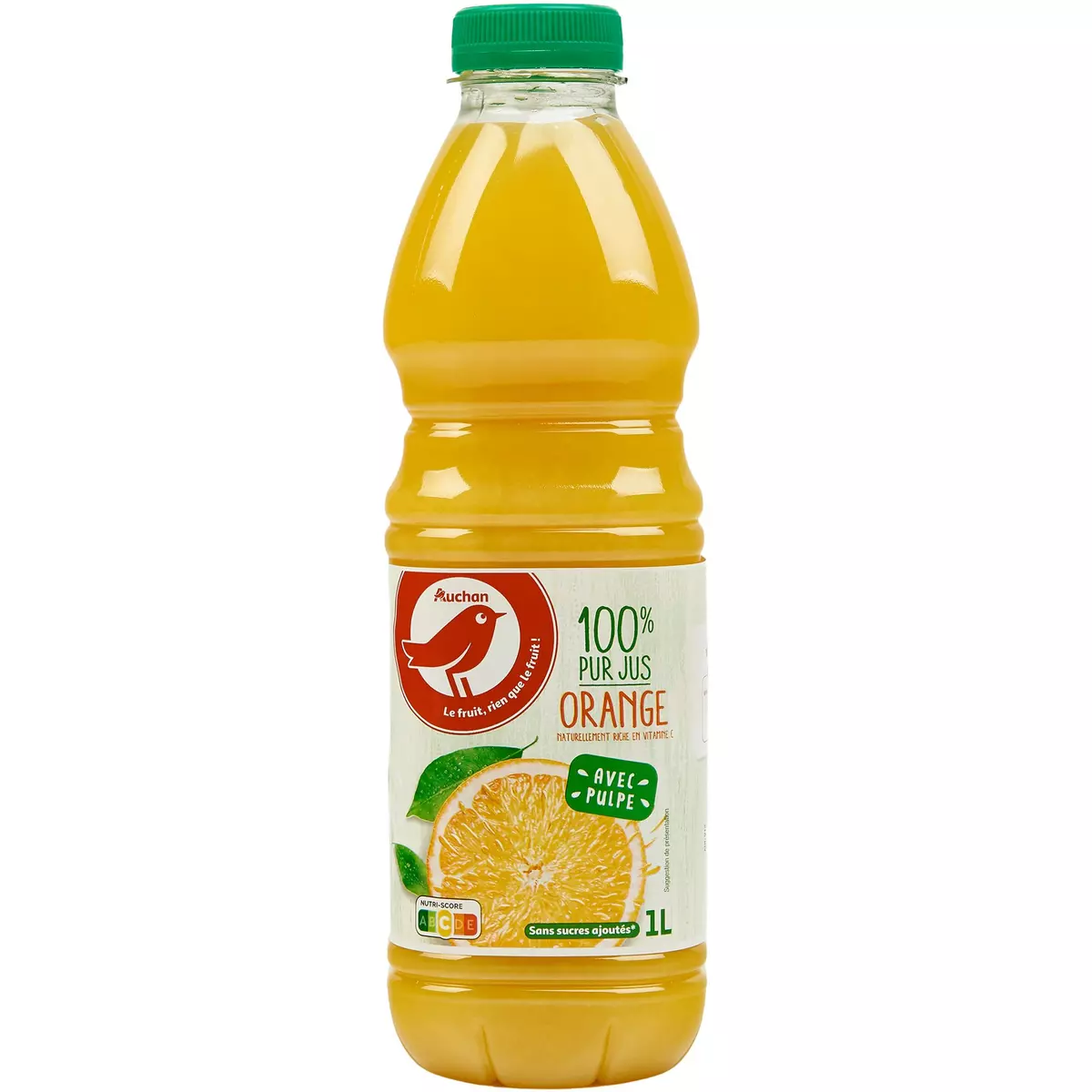 AUCHAN Pur jus d'orange avec pulpe 1l