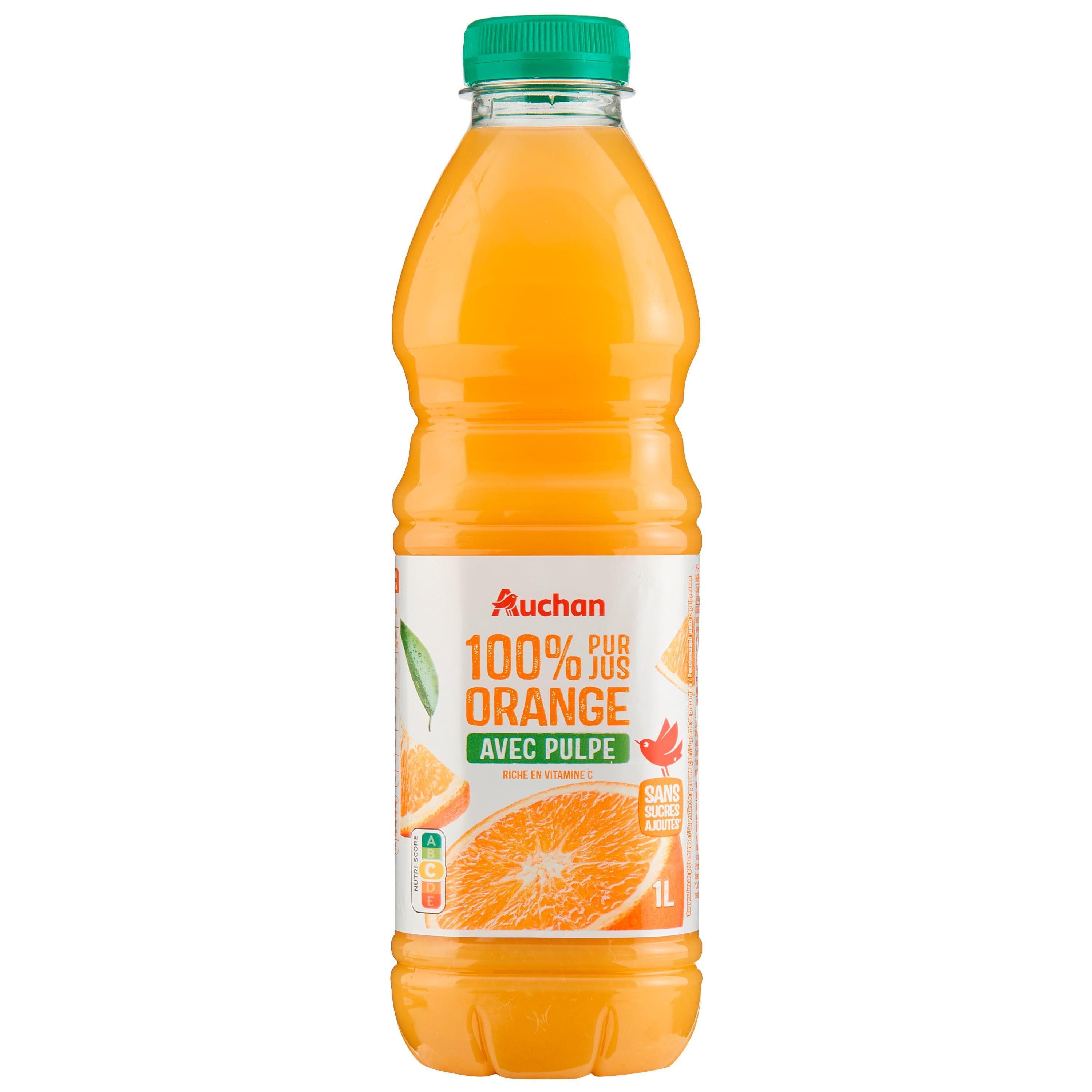 Voir la diapositive 2 : AUCHAN Pur jus d'orange avec pulpe 1l