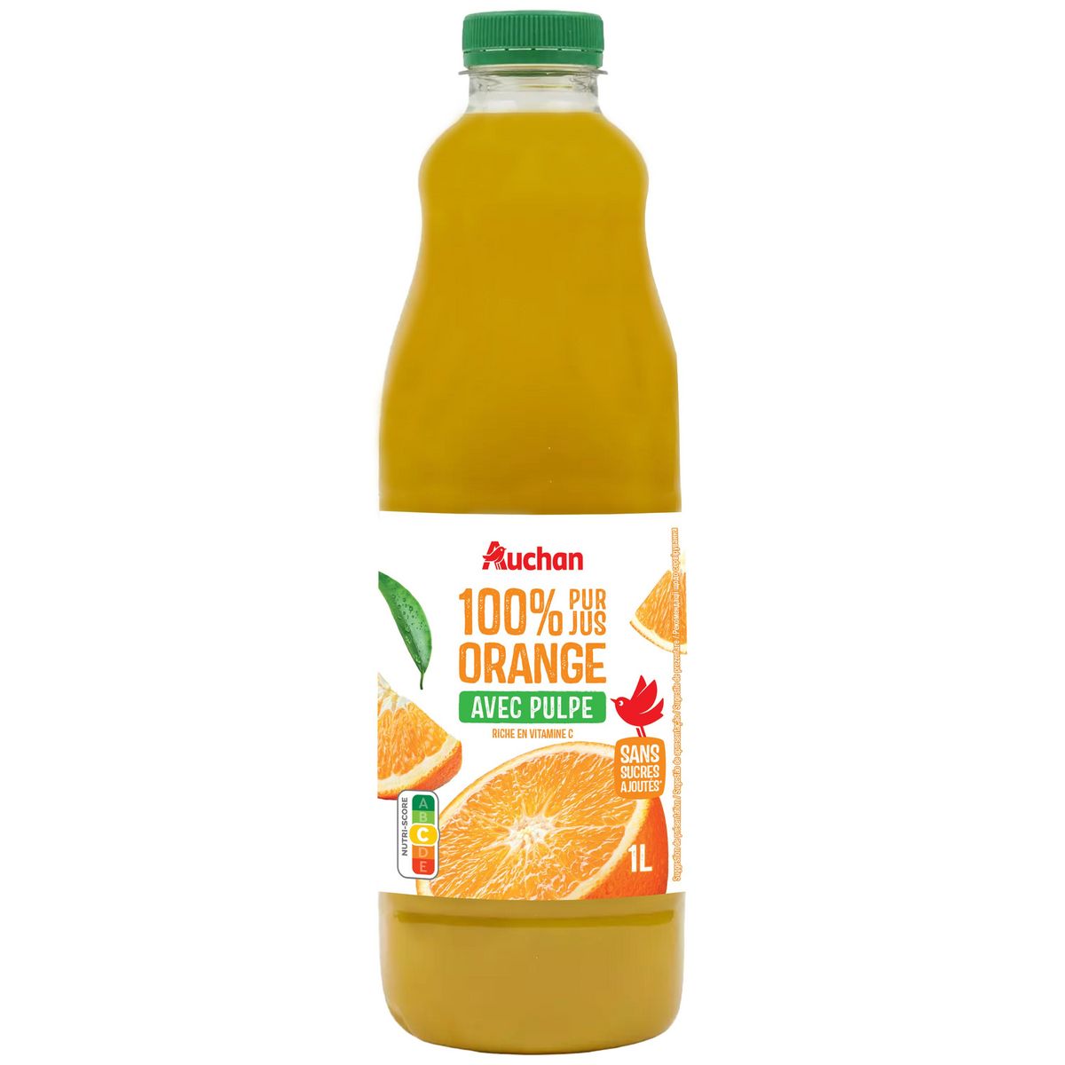 AUCHAN Pur jus d'orange avec pulpe 1l