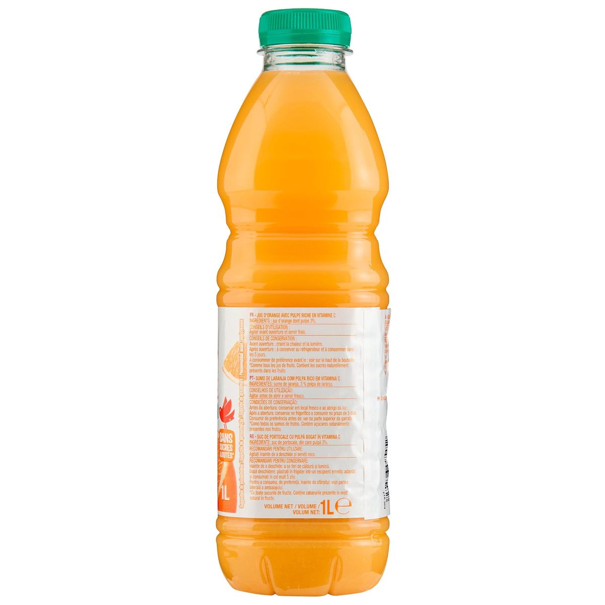 AUCHAN Pur jus d'orange avec pulpe 1l
