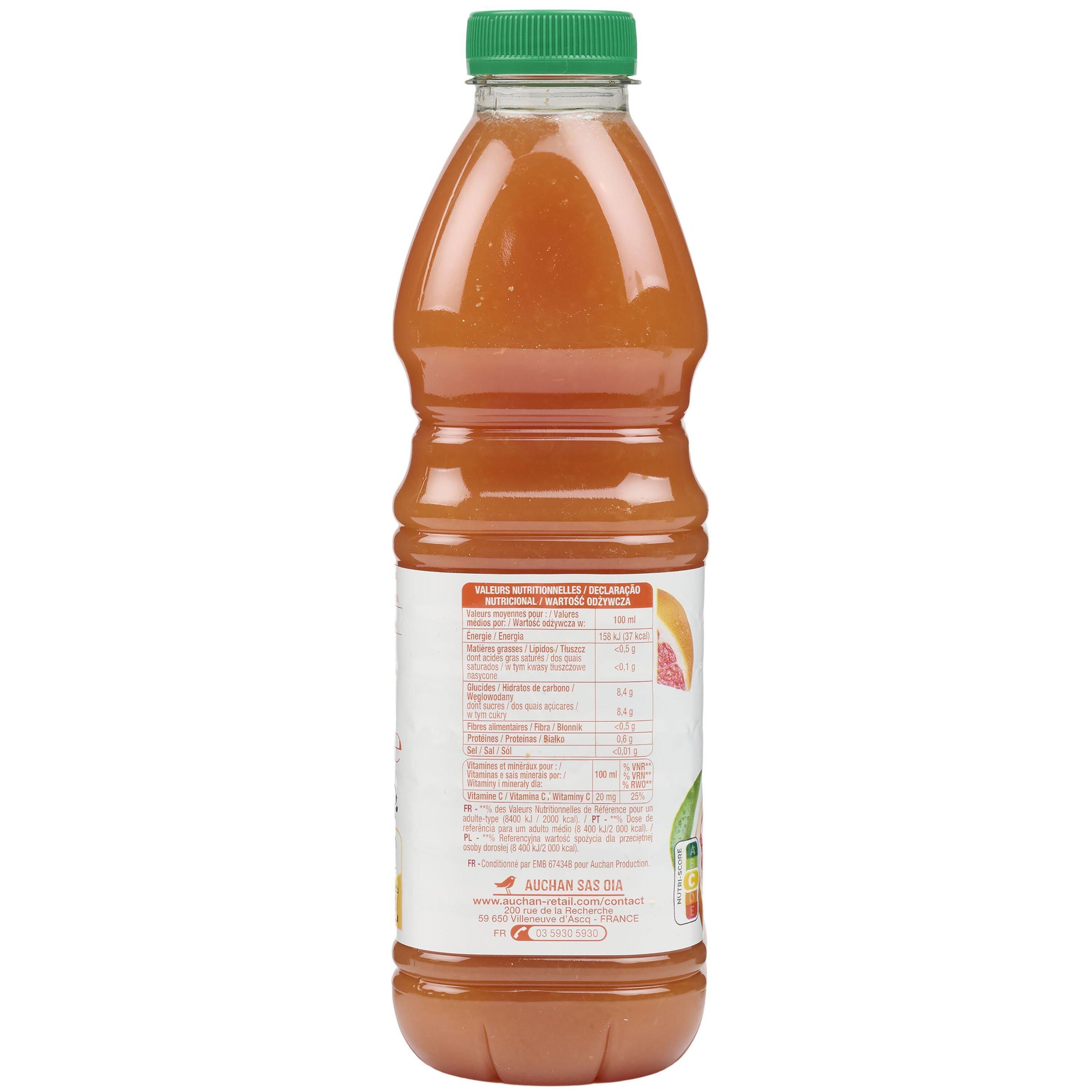 Voir la diapositive 2 : AUCHAN Pur jus de pamplemousse rose 1l