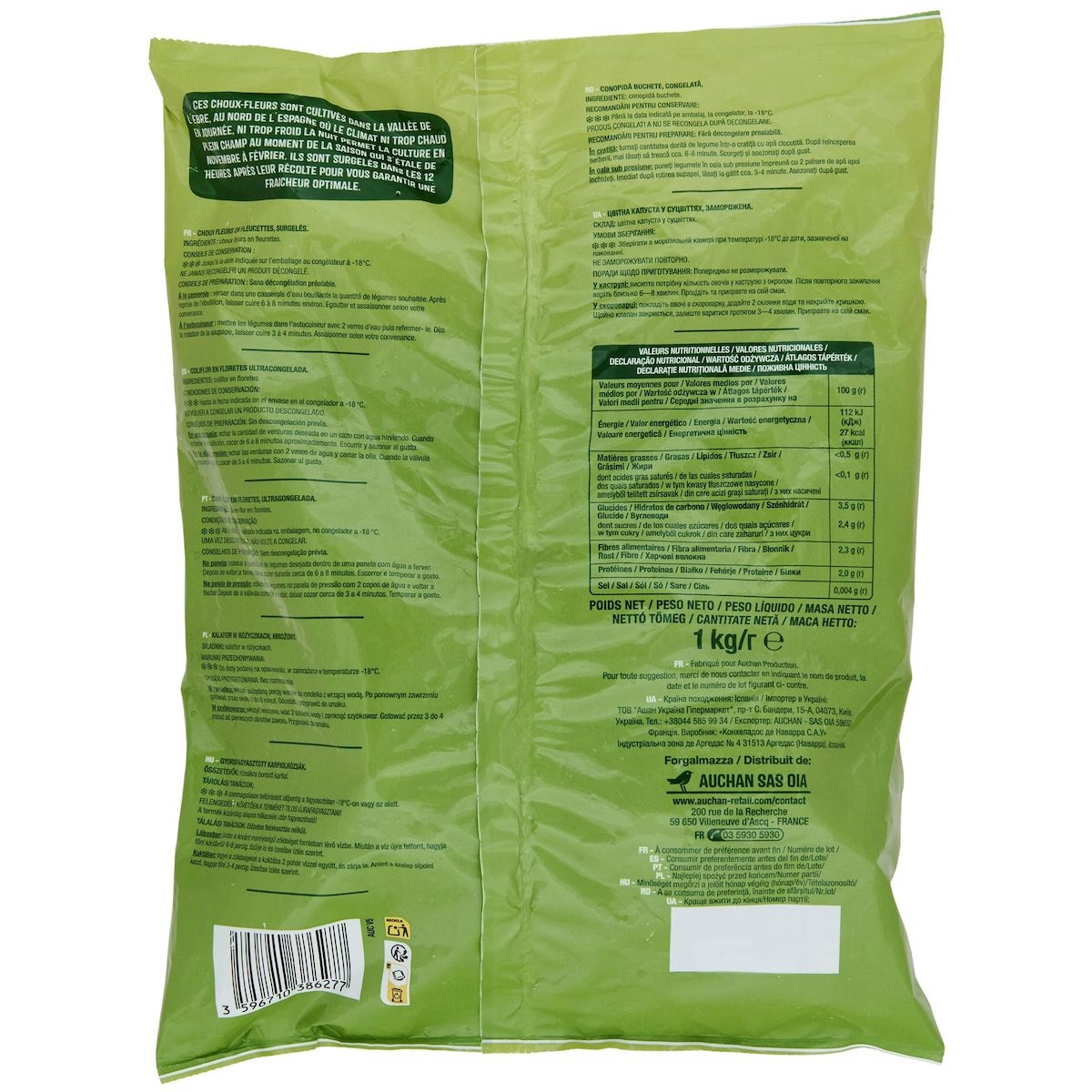 AUCHAN Choux-fleurs en fleurettes 5 portions 1kg