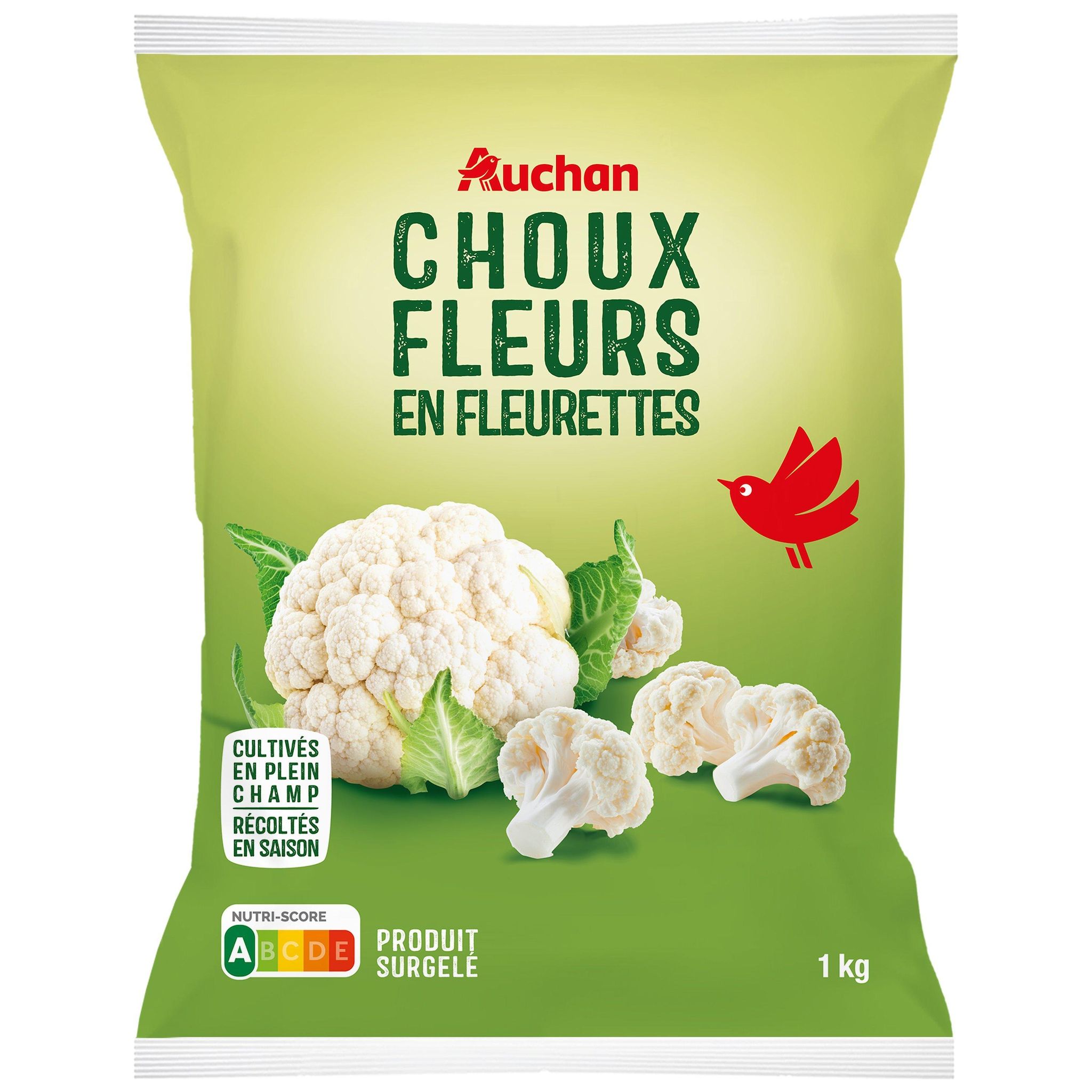 Voir la diapositive 2 : AUCHAN Choux-fleurs en fleurettes 5 portions 1kg