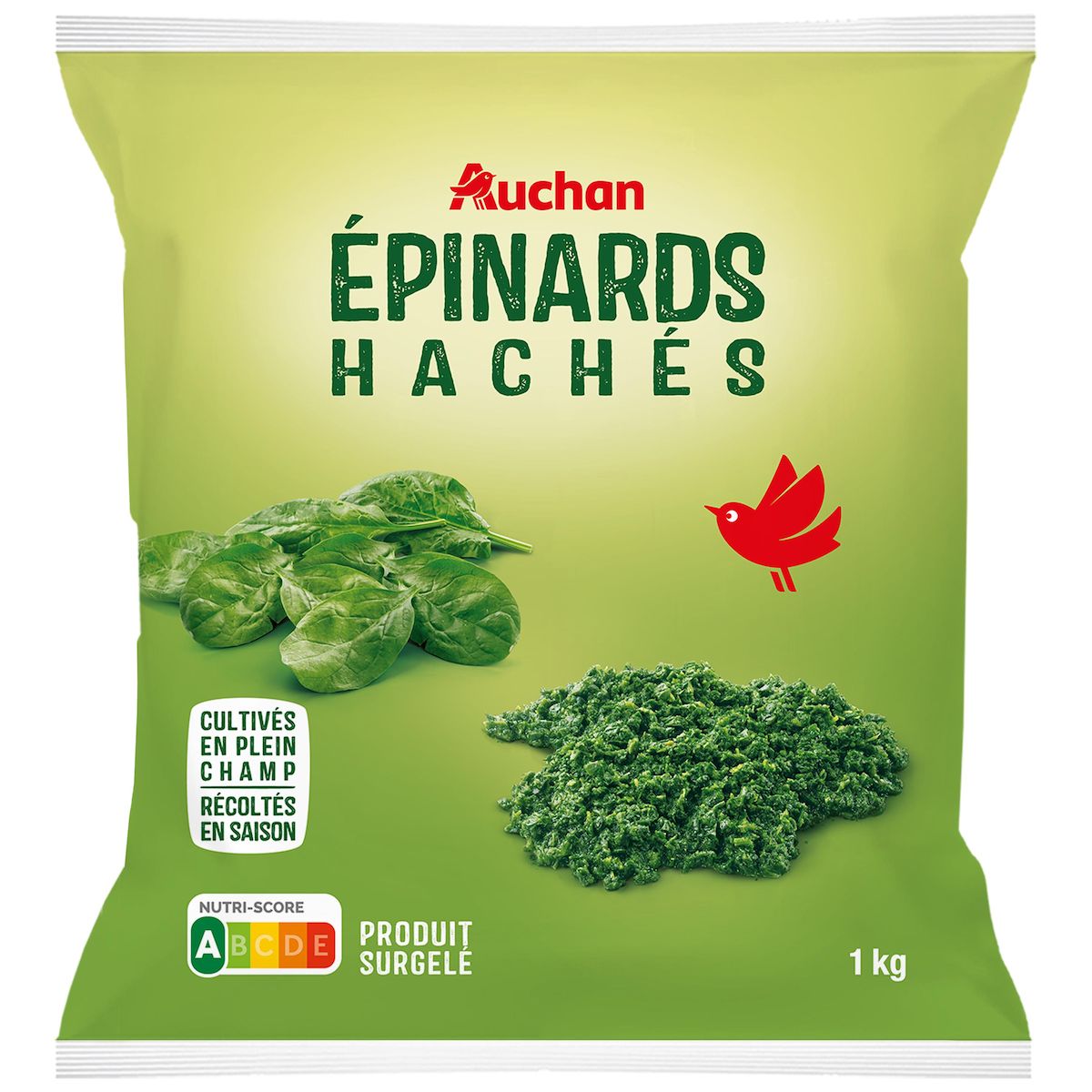 AUCHAN Epinards hachés 5 portions 1kg