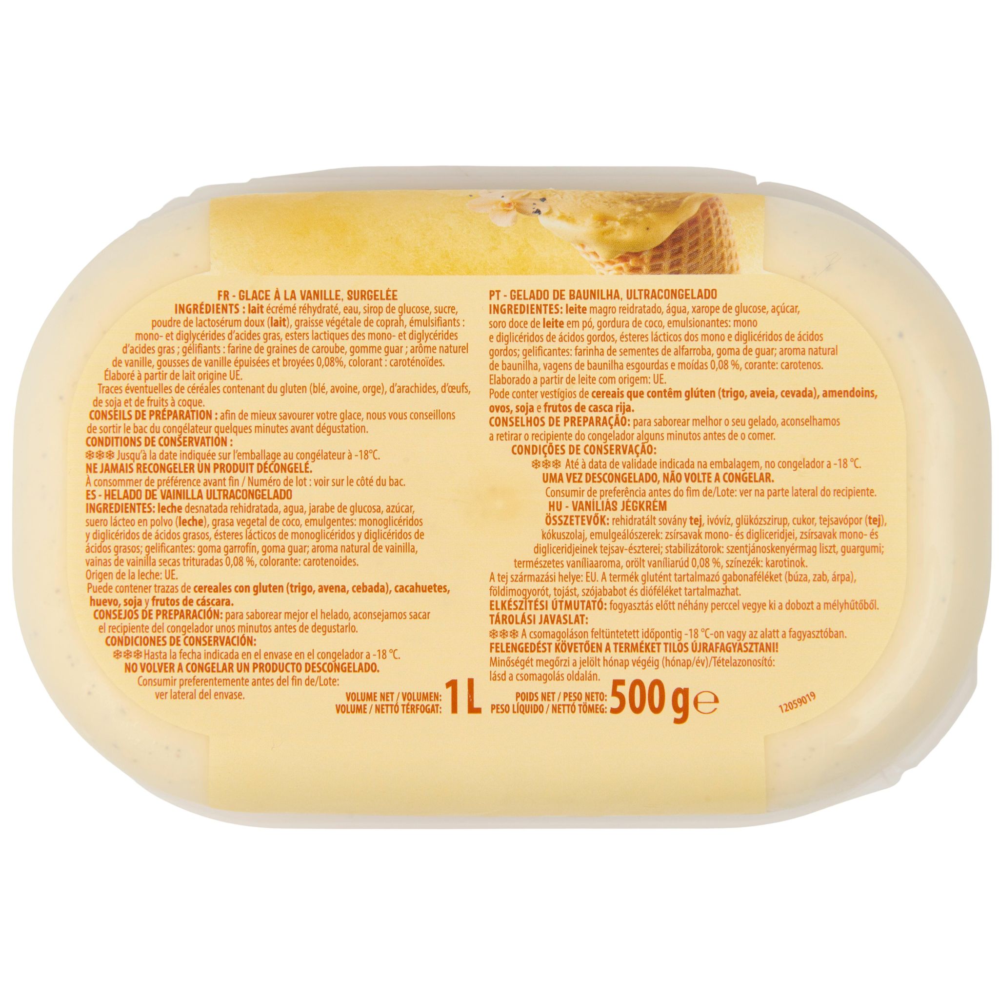 Voir la diapositive 3 : AUCHAN Glace à la vanille 500g