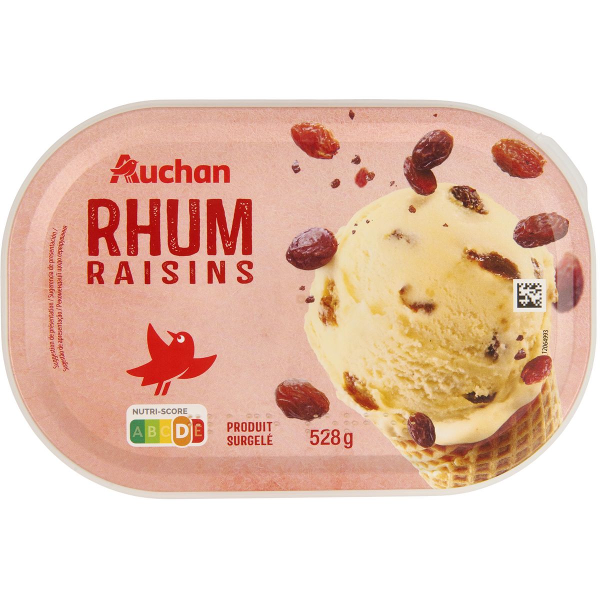 AUCHAN Glace raisins au Rhum 528g