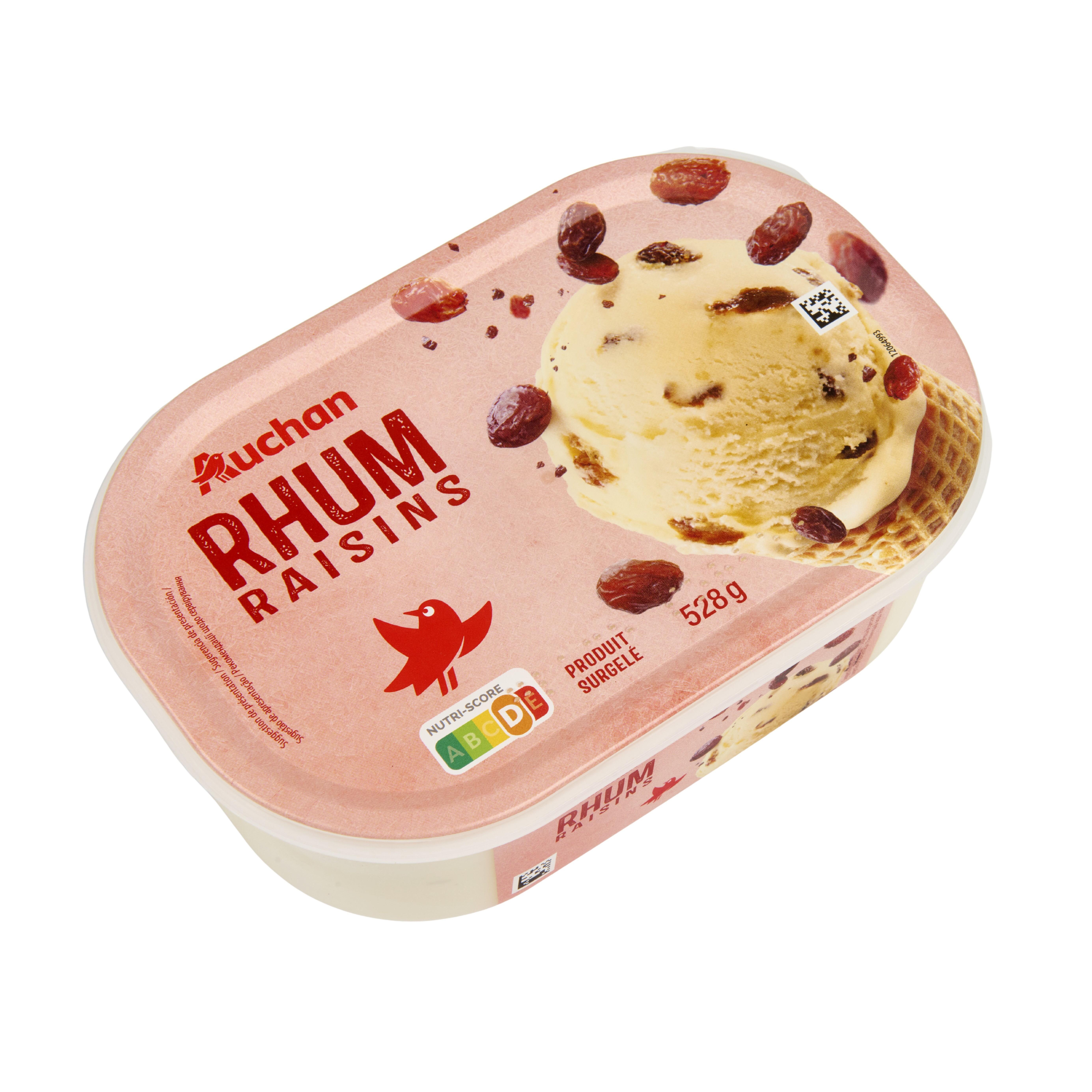 Voir la diapositive 3 : AUCHAN Glace raisins au Rhum 528g