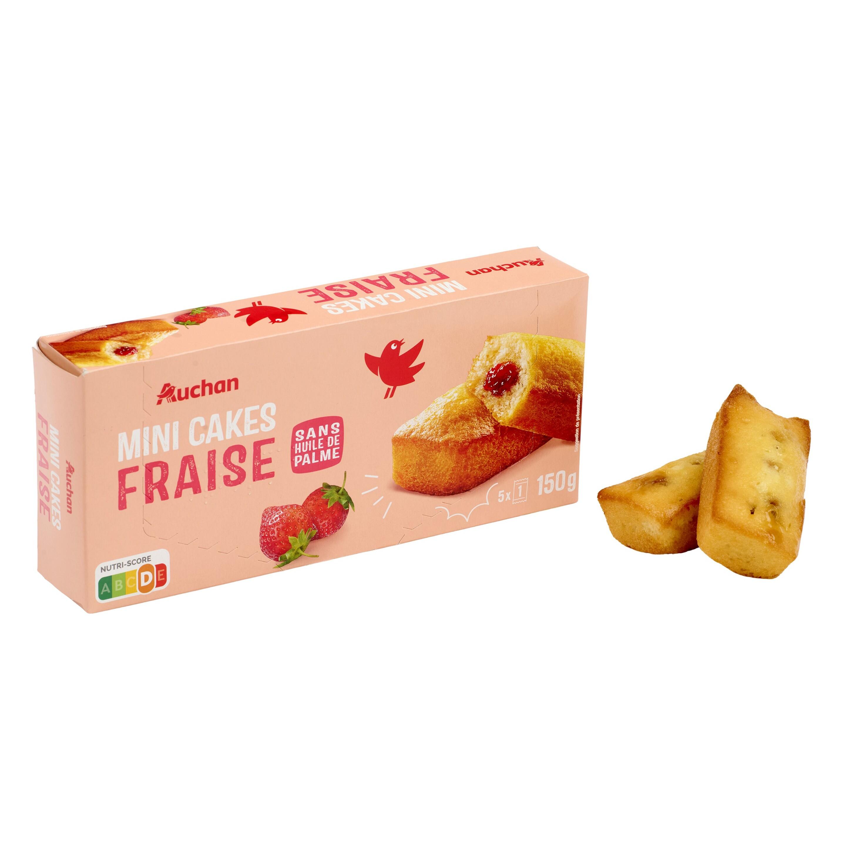 Voir la diapositive 4 : AUCHAN Mini cakes fourrés fraise sachets individuels 5 gâteaux 150g