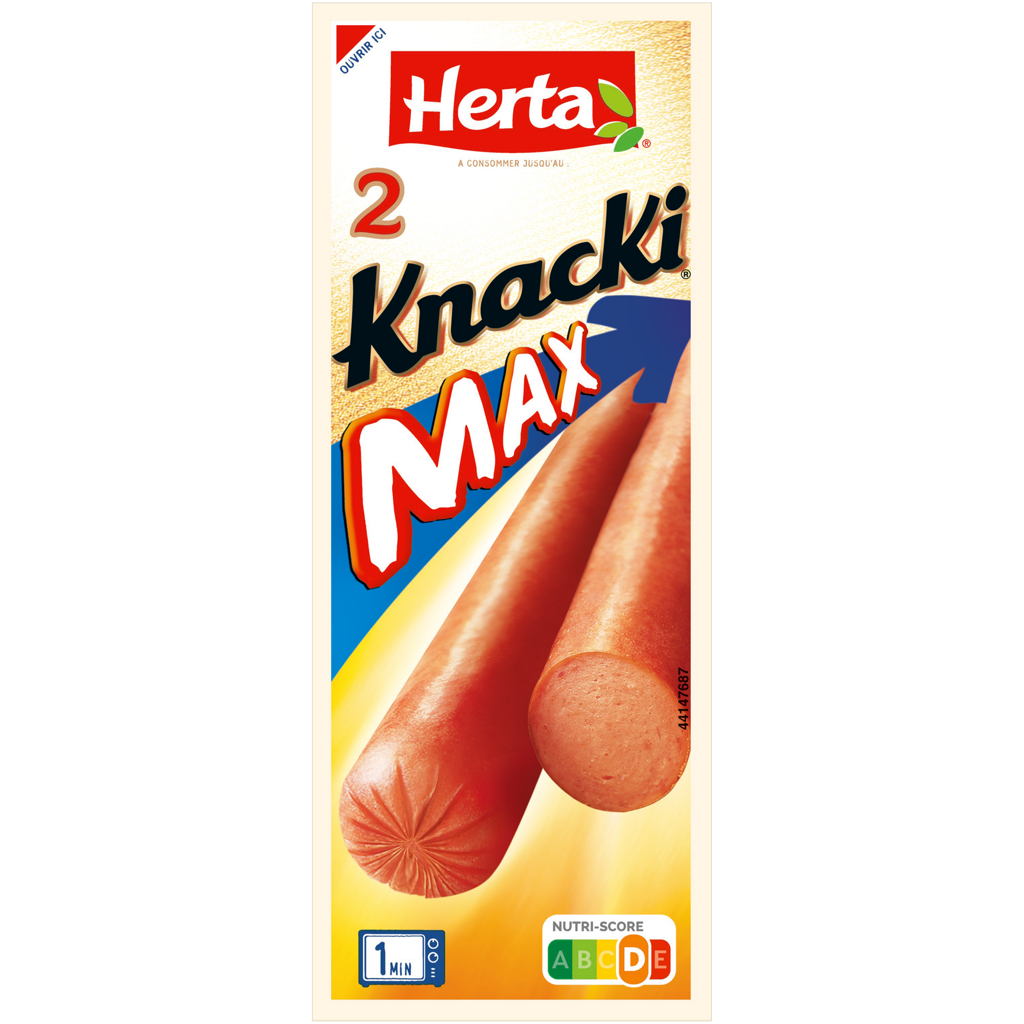HERTA Knacki max saucisse pur porc 2 pièces 180g