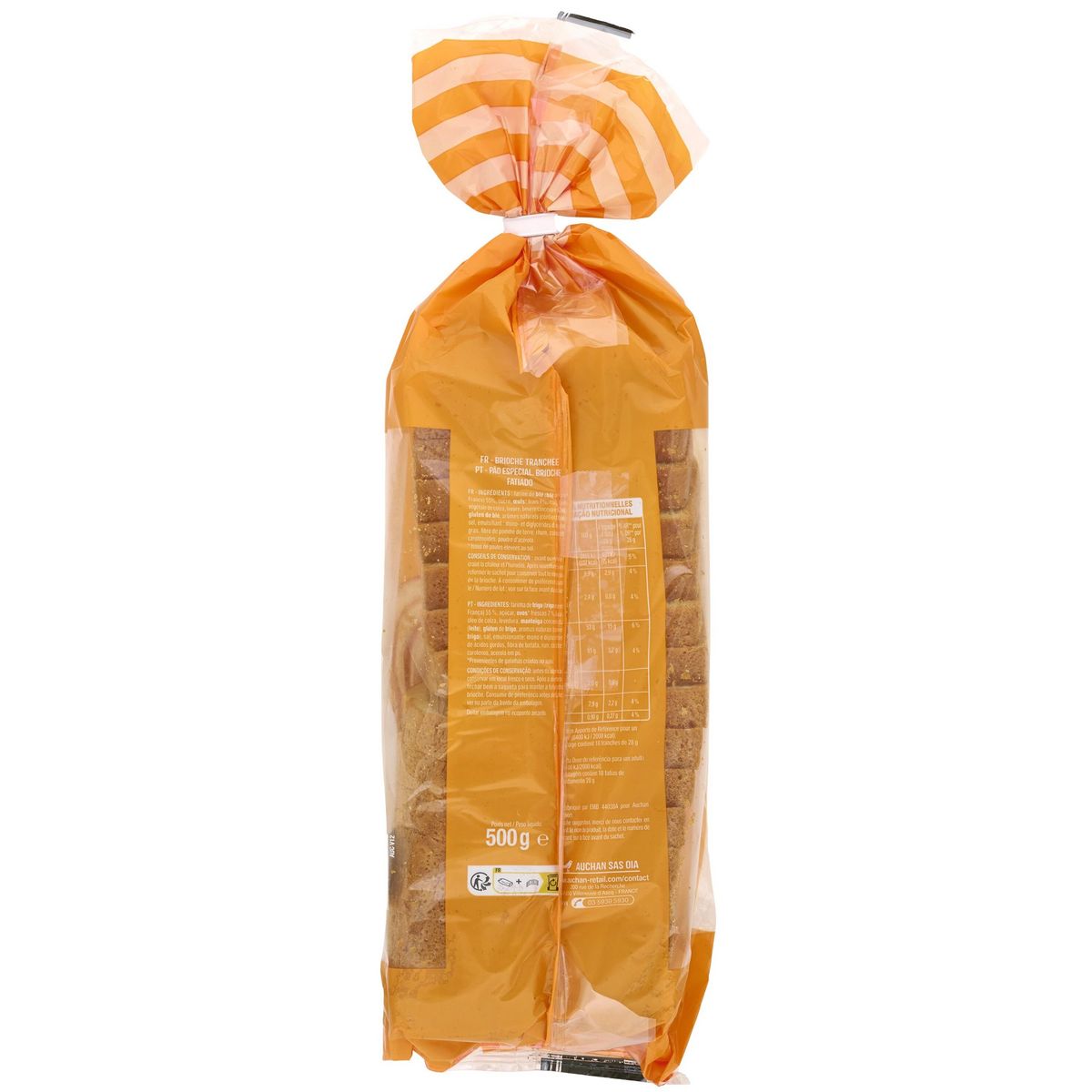 AUCHAN Brioche tranchée aux œufs frais 18 tranches 500g