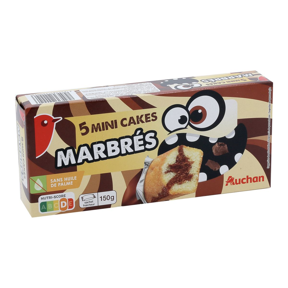 AUCHAN RIK & ROK Mini cakes marbrés chocolat, sachets individuels 5 gâteaux 150g