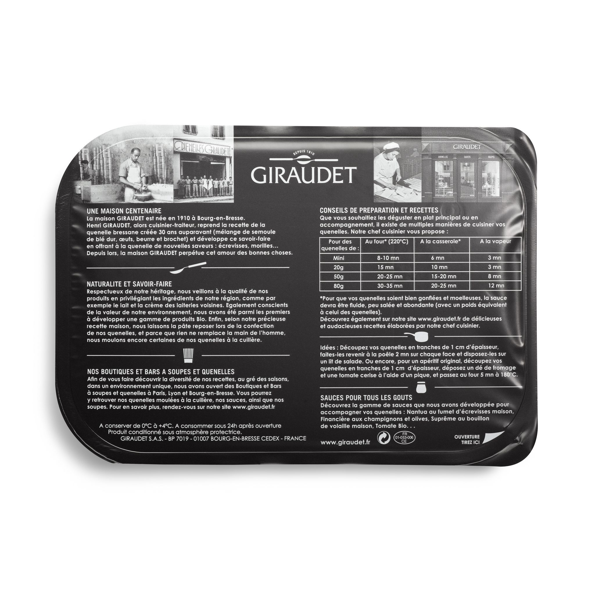 Voir la diapositive 2 : GIRAUDET Quenelle nature au beurre 16 pièces 320g