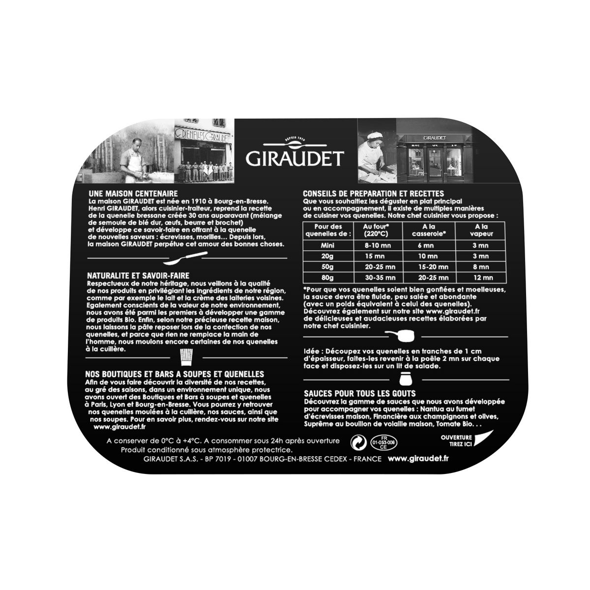 GIRAUDET Quenelle nature pur beurre 4 pièces 4x80g