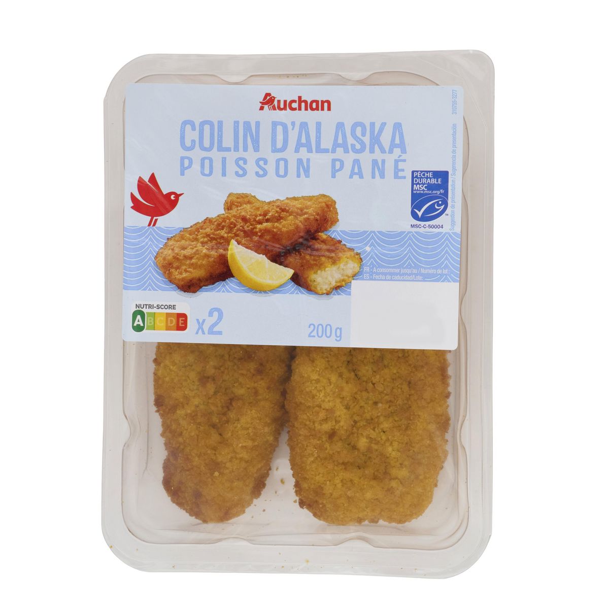 AUCHAN Colin d'Alaska pané MSC 2 pièces 200g