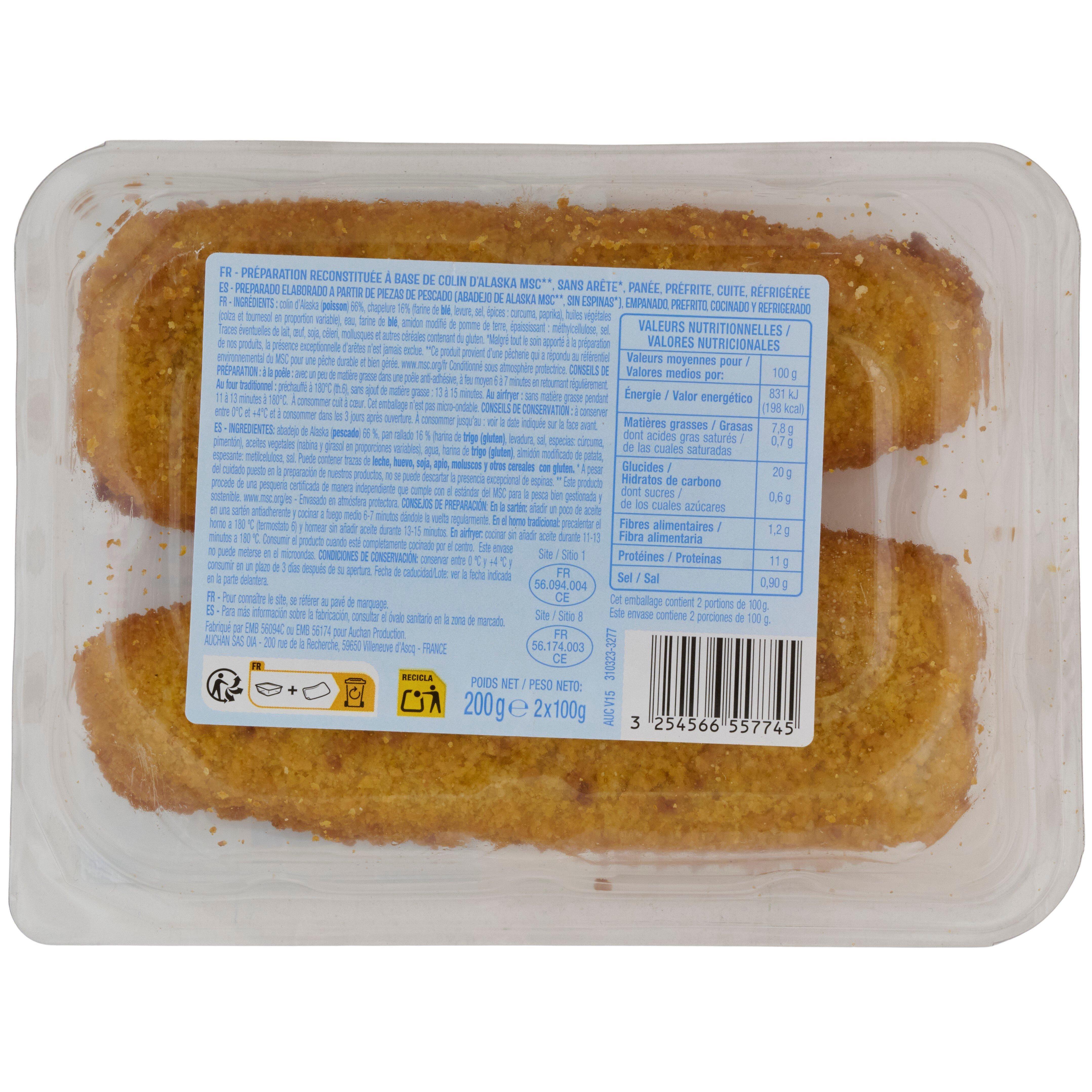 Voir la diapositive 4 : AUCHAN Colin d'Alaska pané MSC 2 pièces 200g