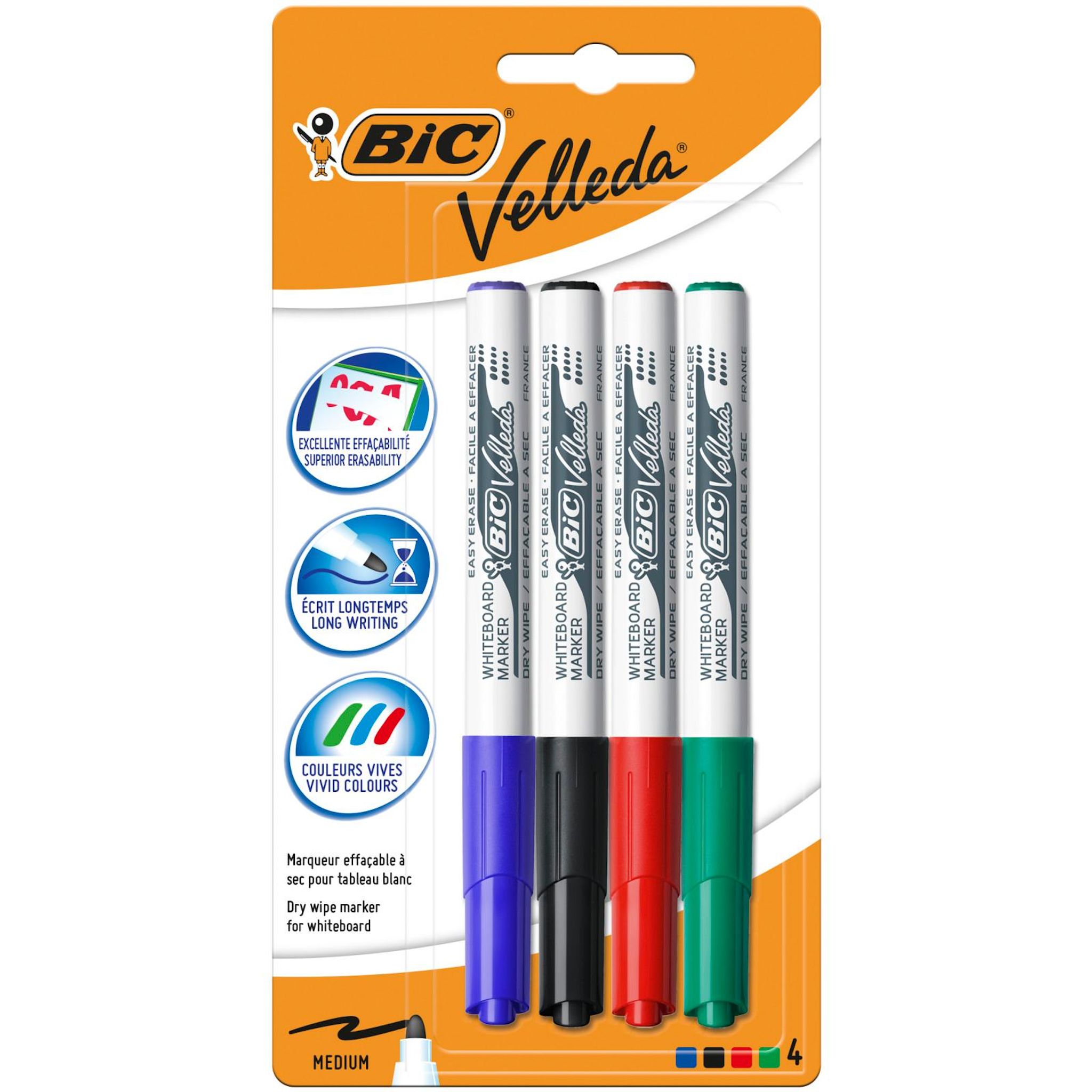 BIC Marqueurs effaçables velleda medium coloris assortis