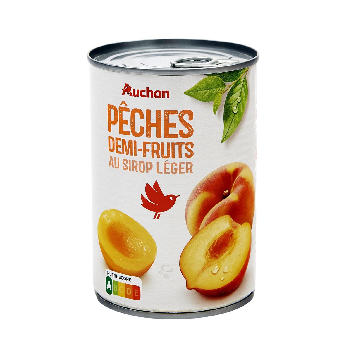 AUCHAN Pêches demi-fruits au sirop léger 230g