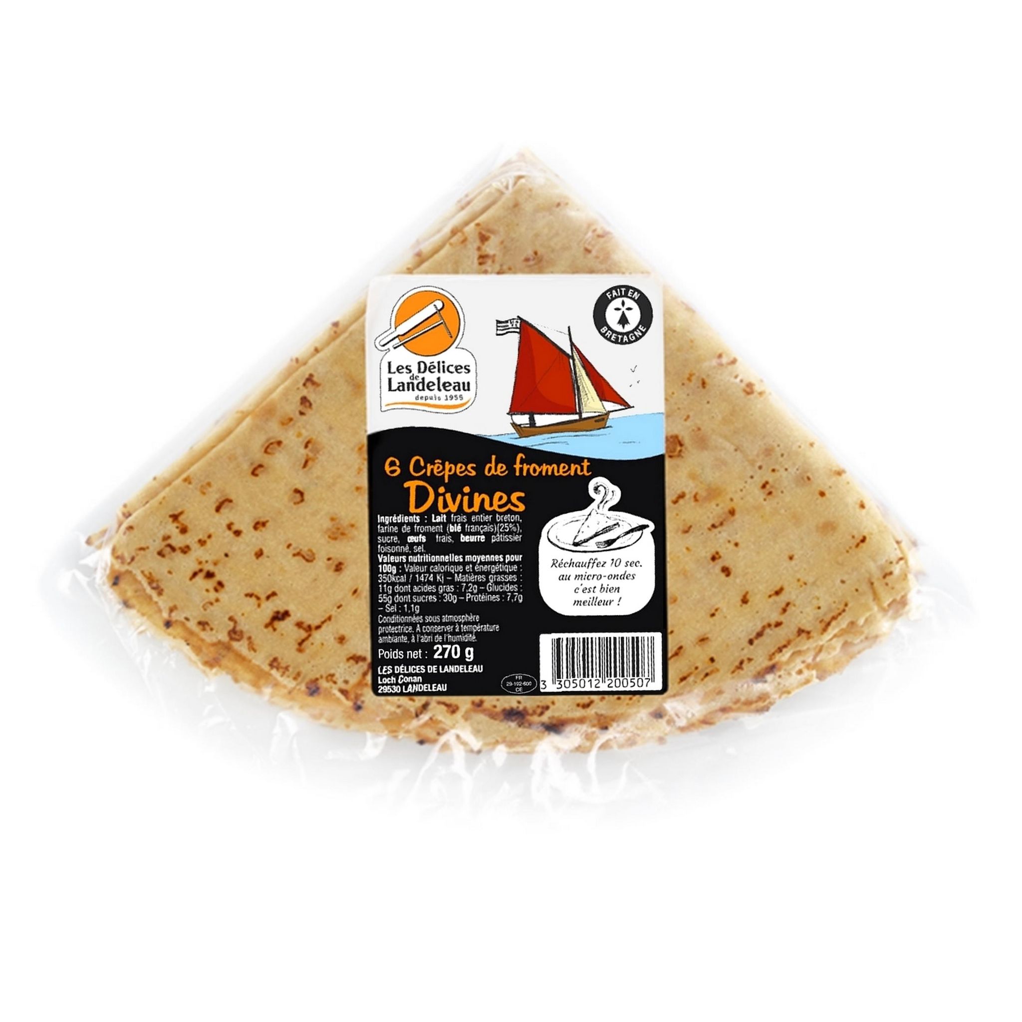 LES DELICES DE LANDEREAU Crêpes de froment Divines 6 pièces 270g