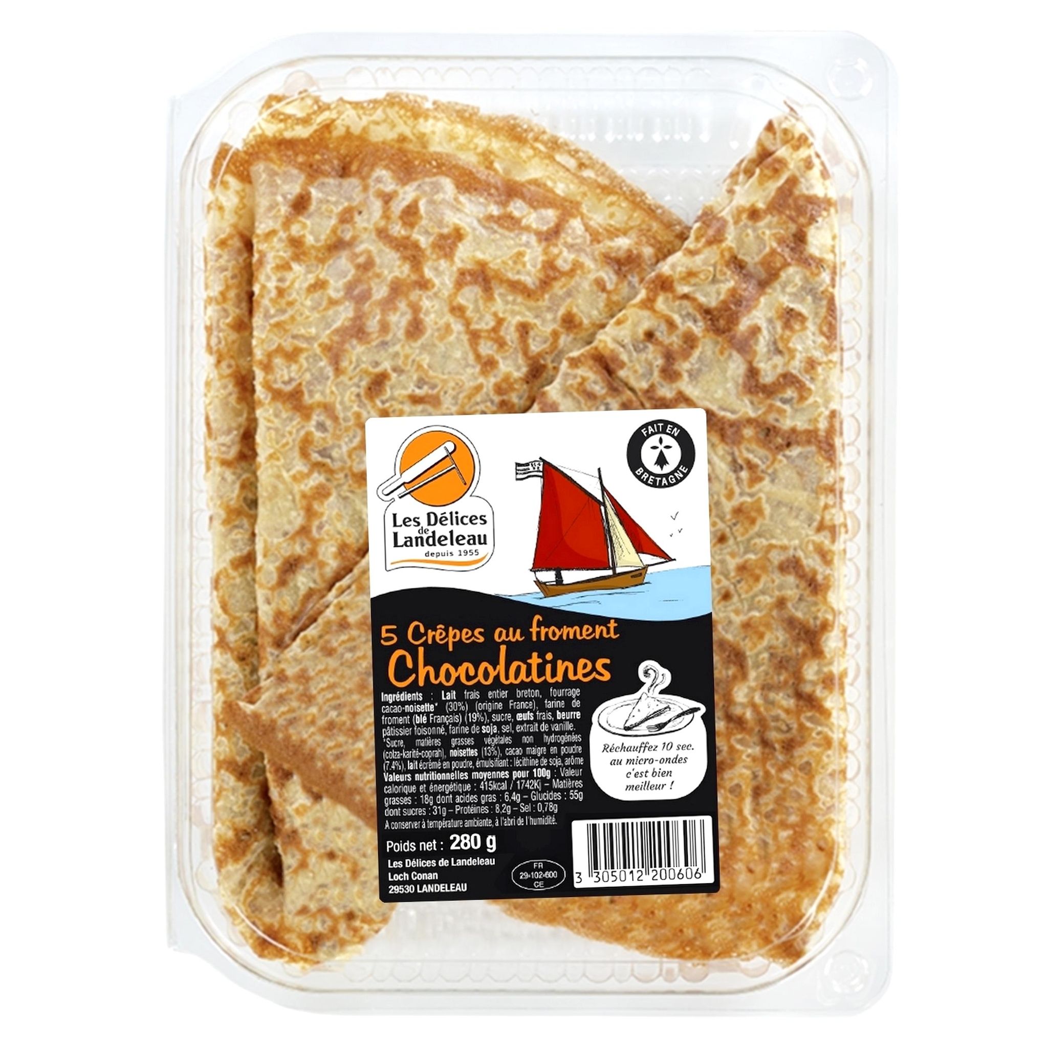 LES DELICES DE LANDEREAU Crêpes au froment chocolatines 5 pièces 280g