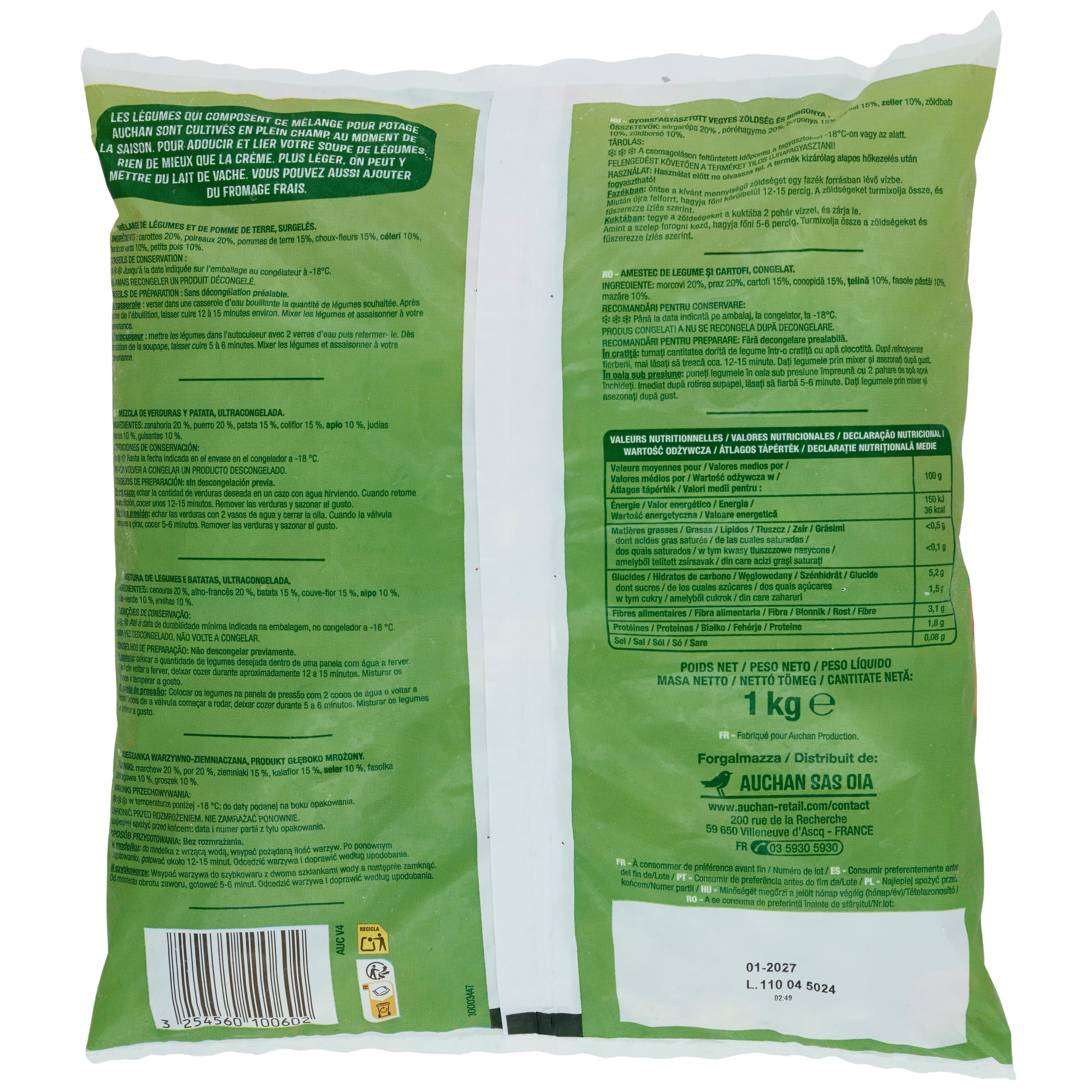 Voir la diapositive 2 : AUCHAN Légumes pour potage maraîcher 5 portions 1kg