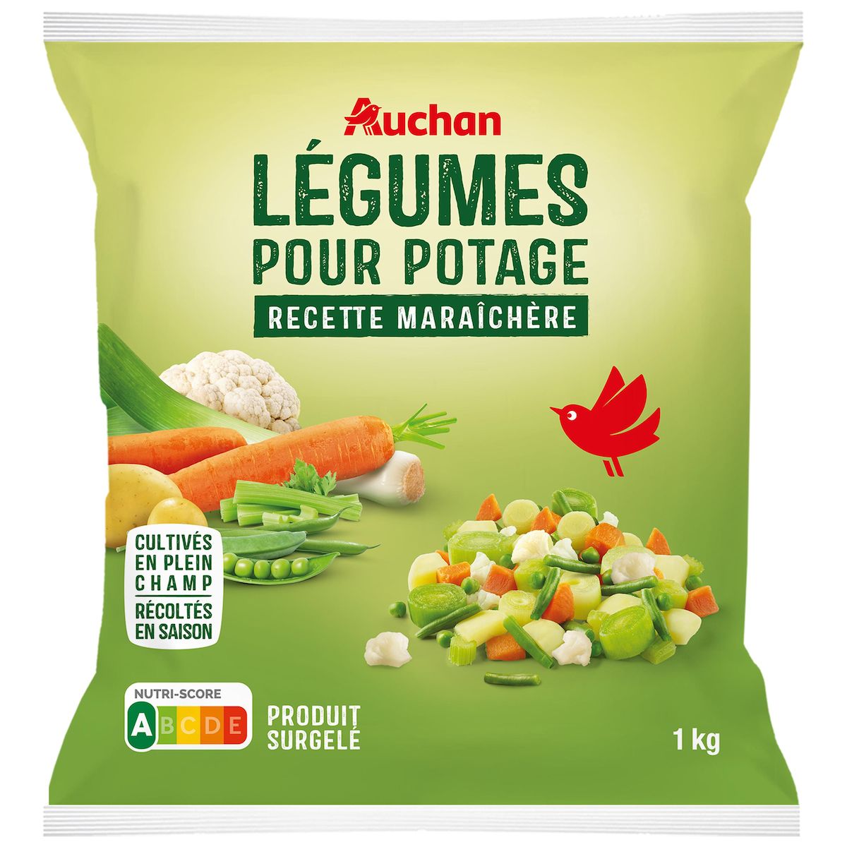 AUCHAN Légumes pour potage maraîcher 5 portions 1kg