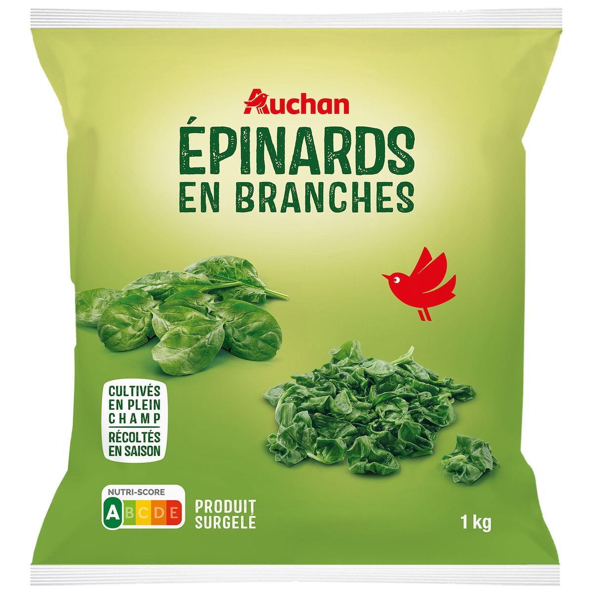 AUCHAN Epinards en branches 5 portions 1kg