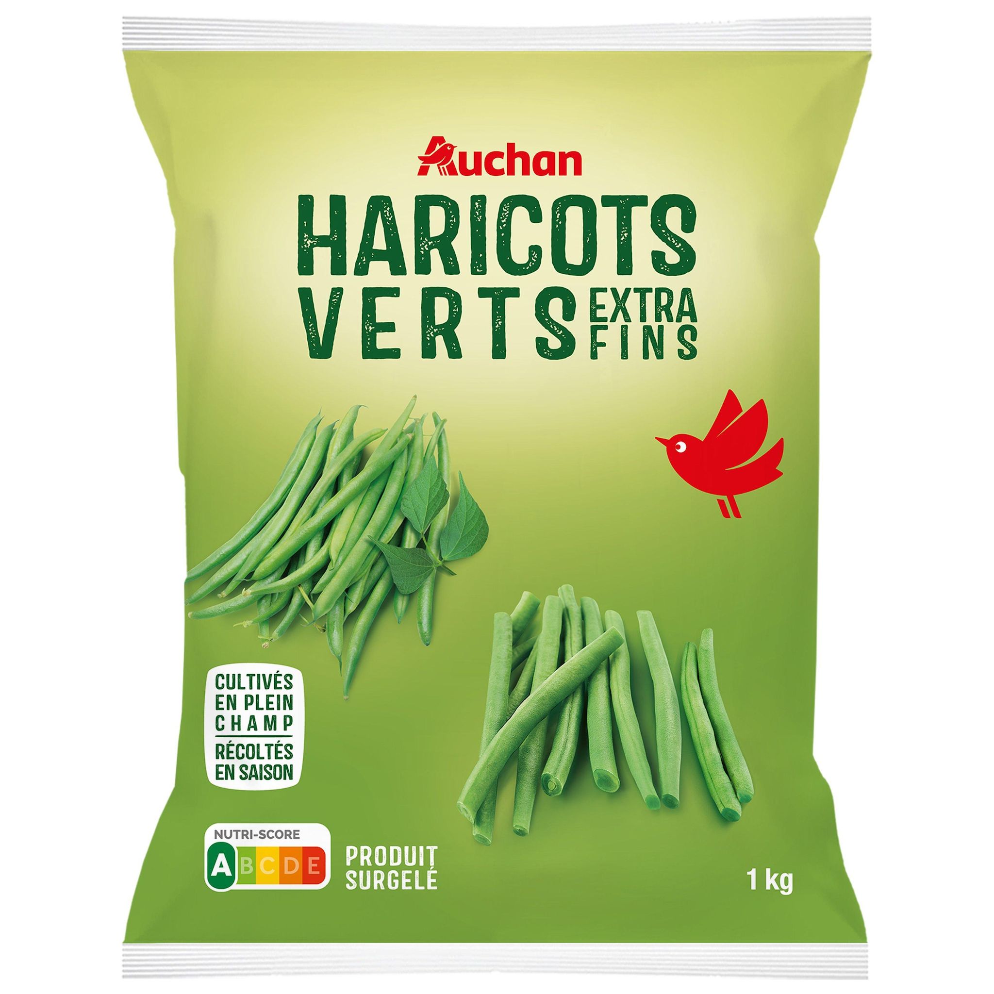 Voir la diapositive 3 : AUCHAN Haricots verts extra-fins 5 portions 1kg