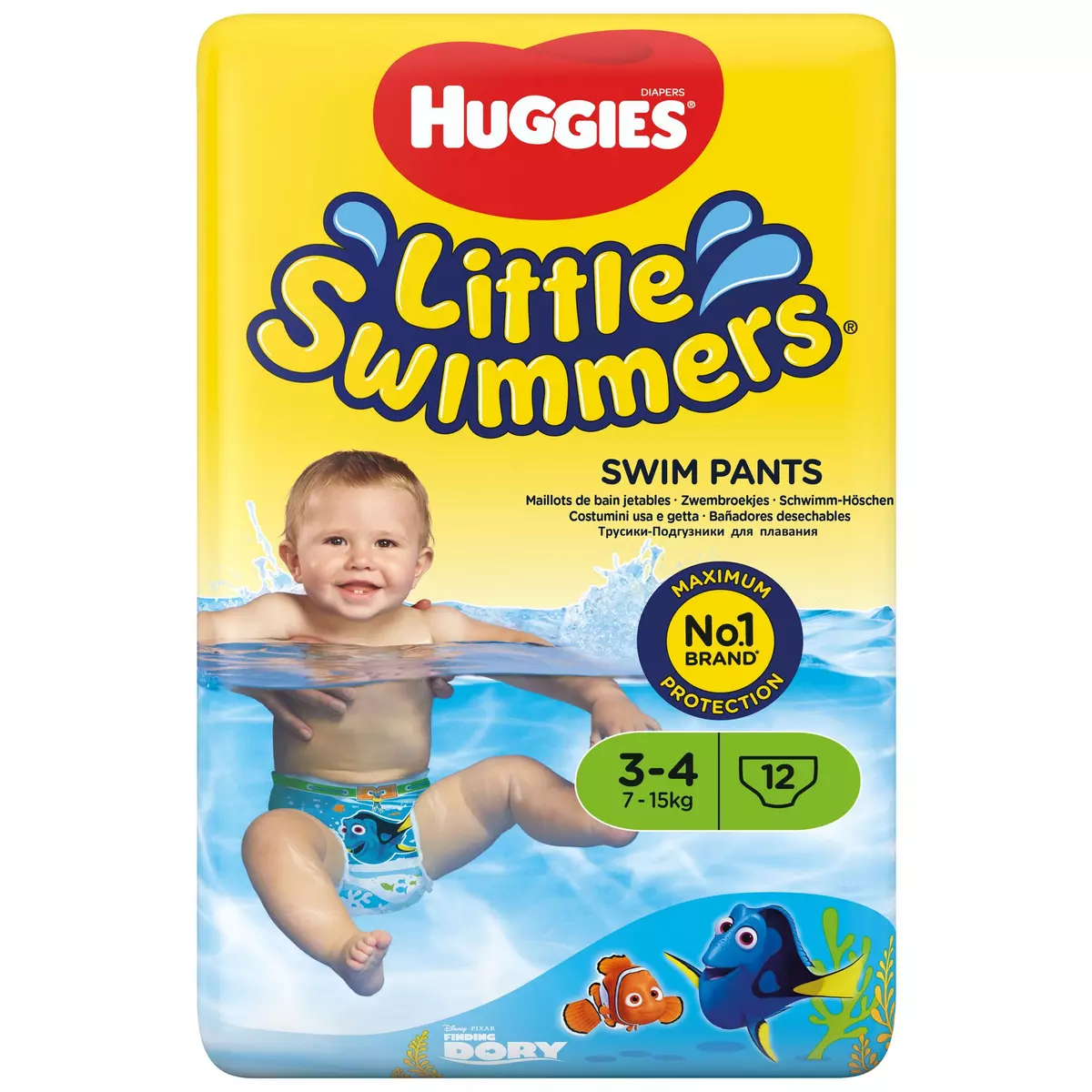 HUGGIES Little swimmers Couches de bain T3-4 (7-15kg) 12 couches pas cher 