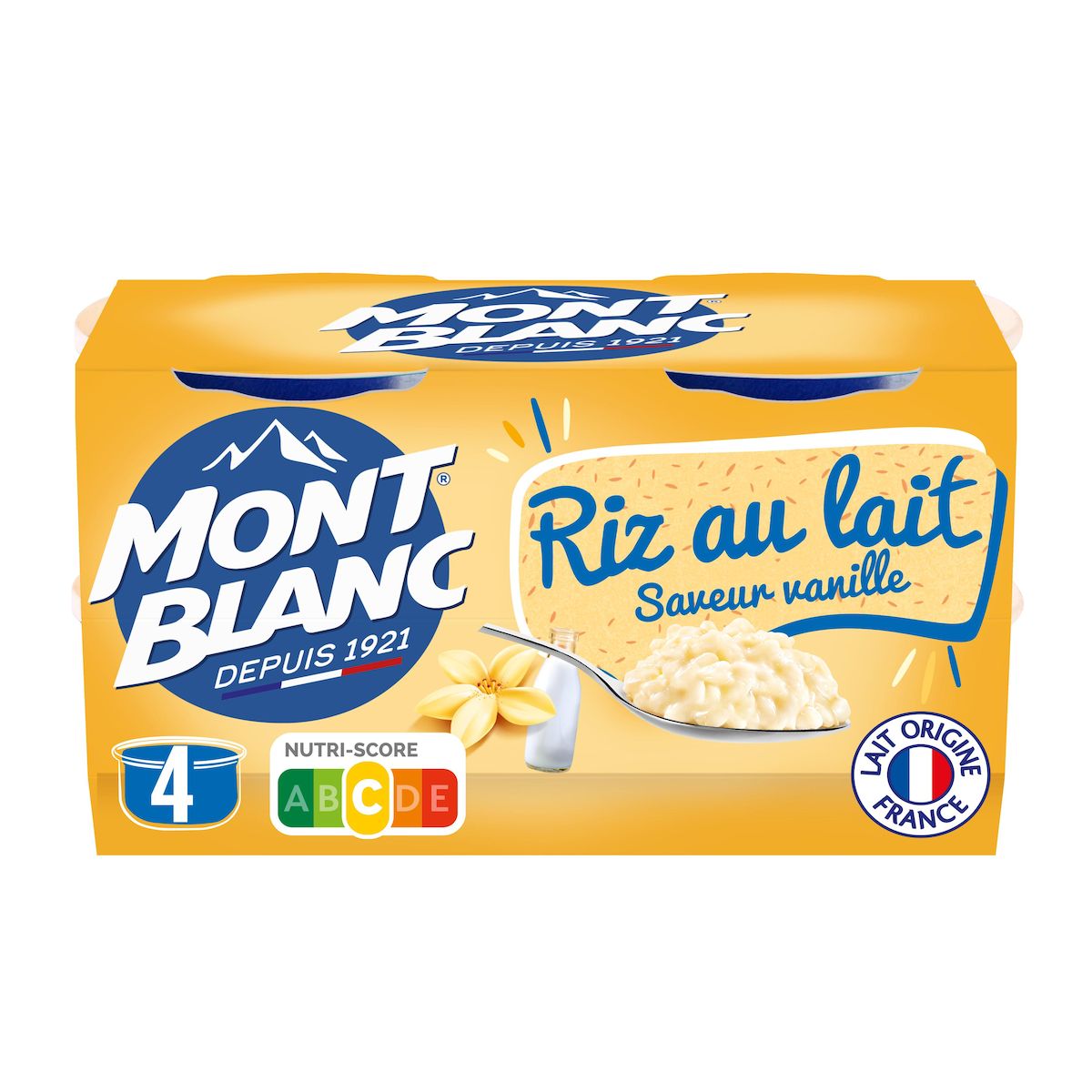 MONT BLANC Riz au lait saveur vanille 4 pots 500g