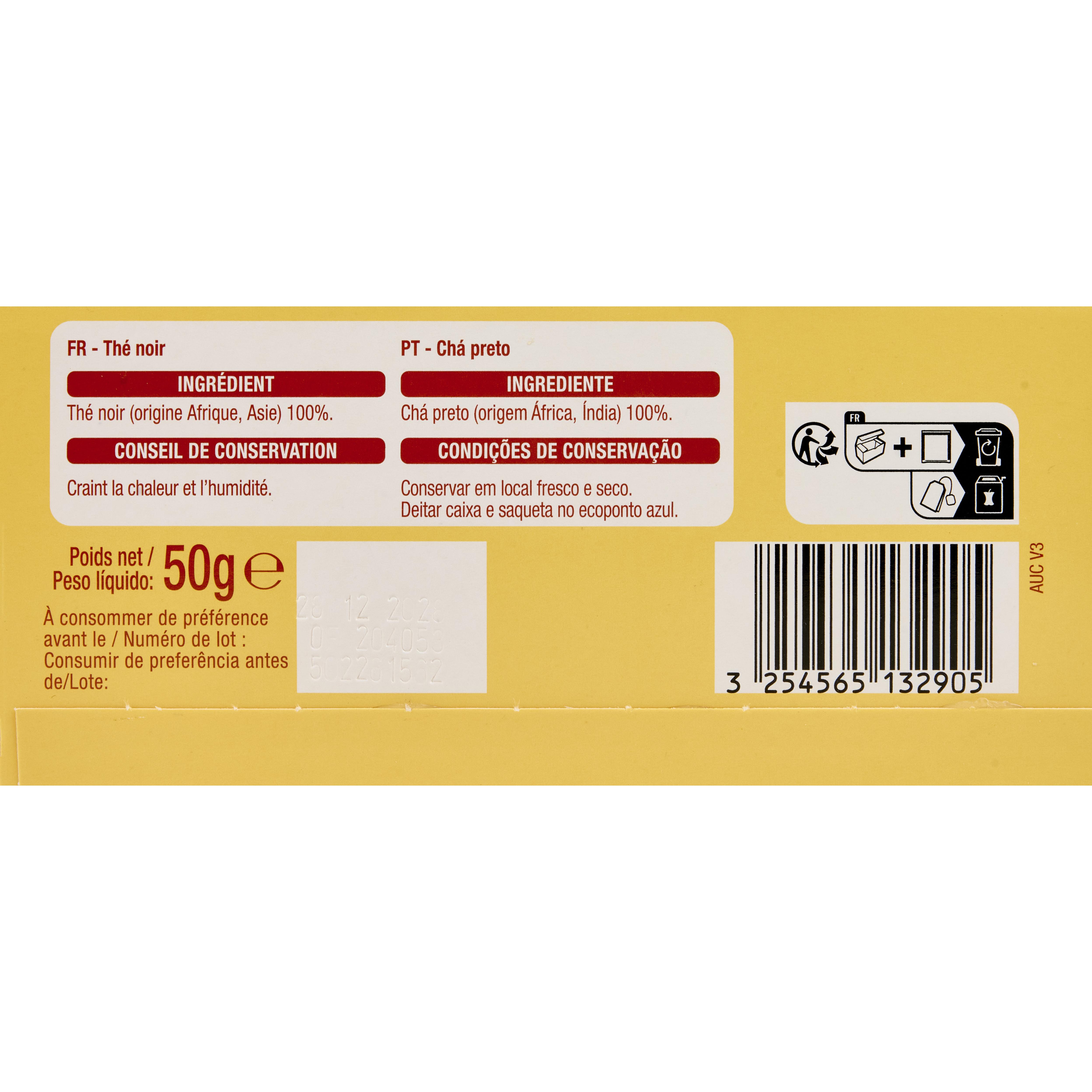 Voir la diapositive 2 : AUCHAN Thé noir breakfast 25 sachets 50g