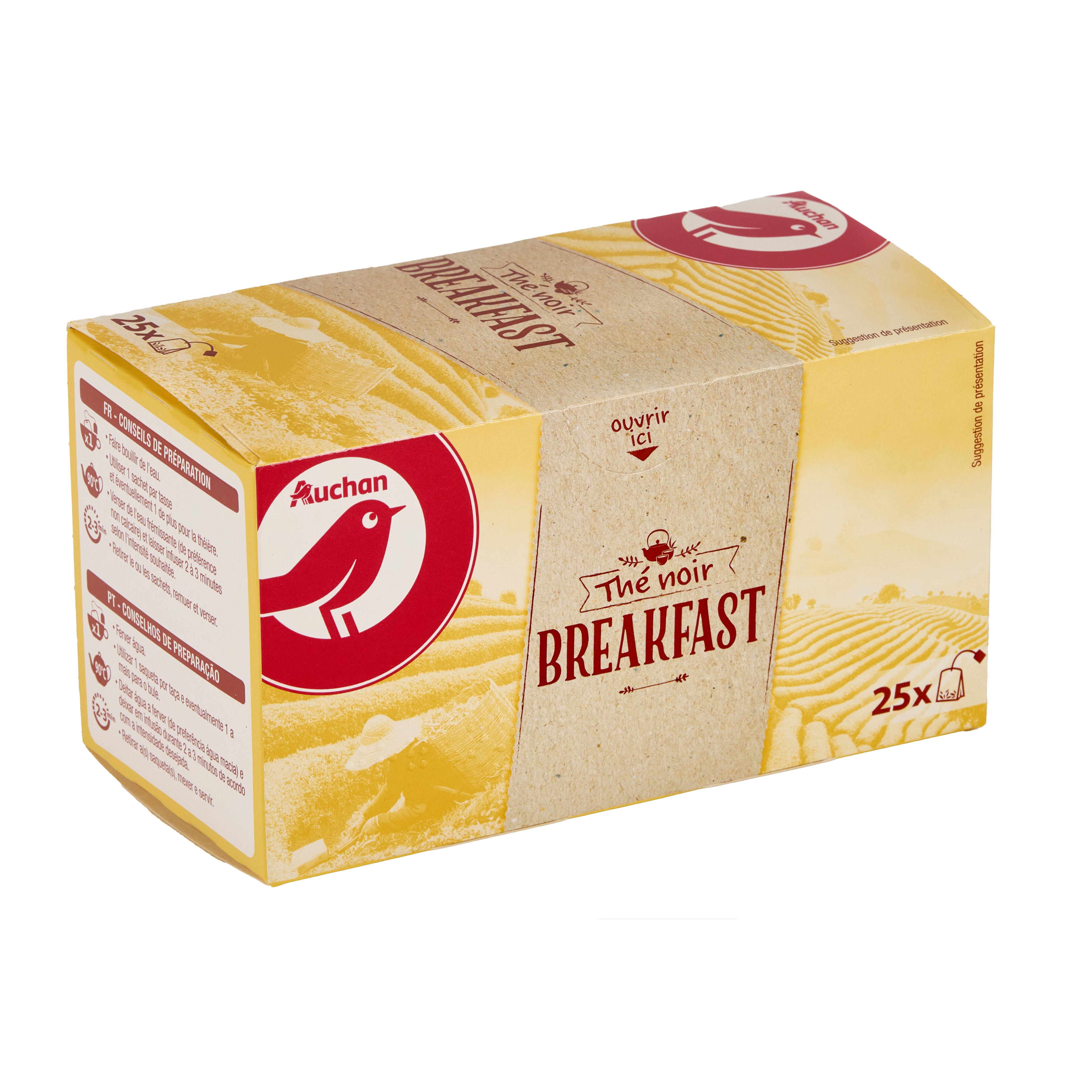 Voir la diapositive 3 : AUCHAN Thé noir breakfast 25 sachets 50g