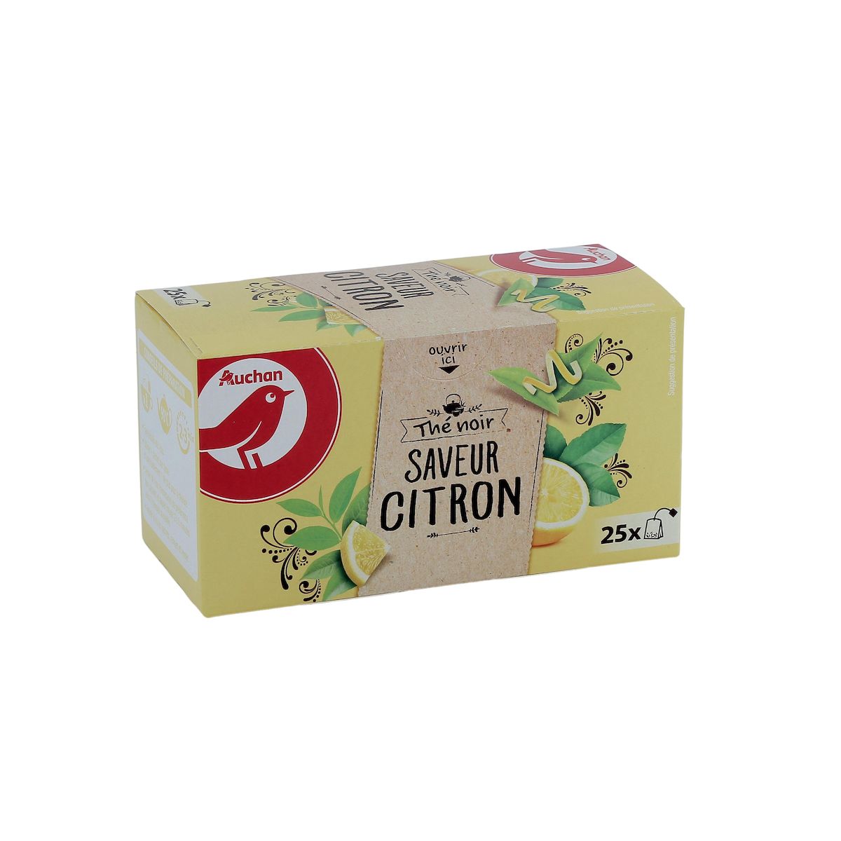 AUCHAN Thé noir saveur citron 25 sachets 40g
