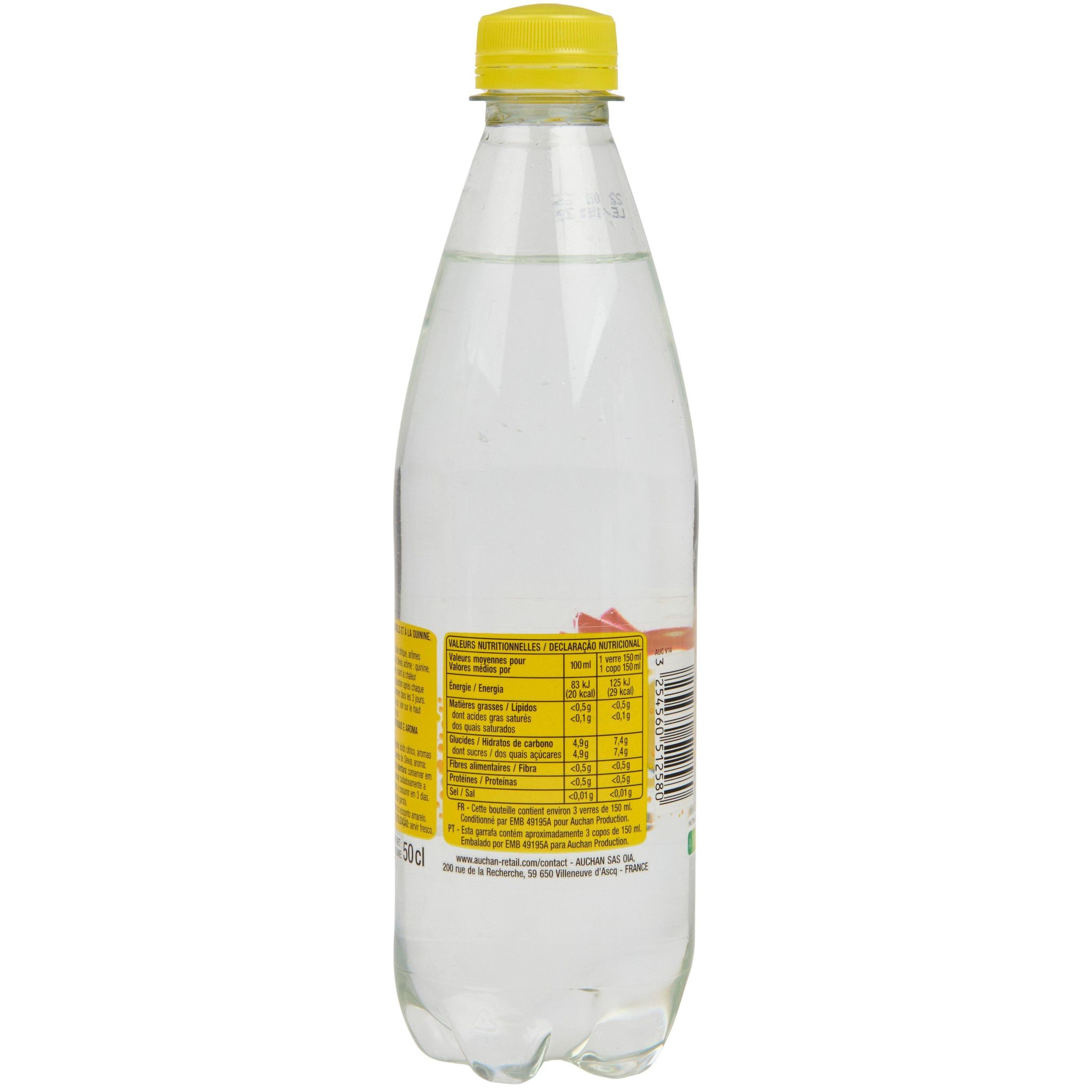Voir la diapositive 5 : AUCHAN Boisson gazeuse Tonic à l'arôme naturel de quinine bouteille 50cl