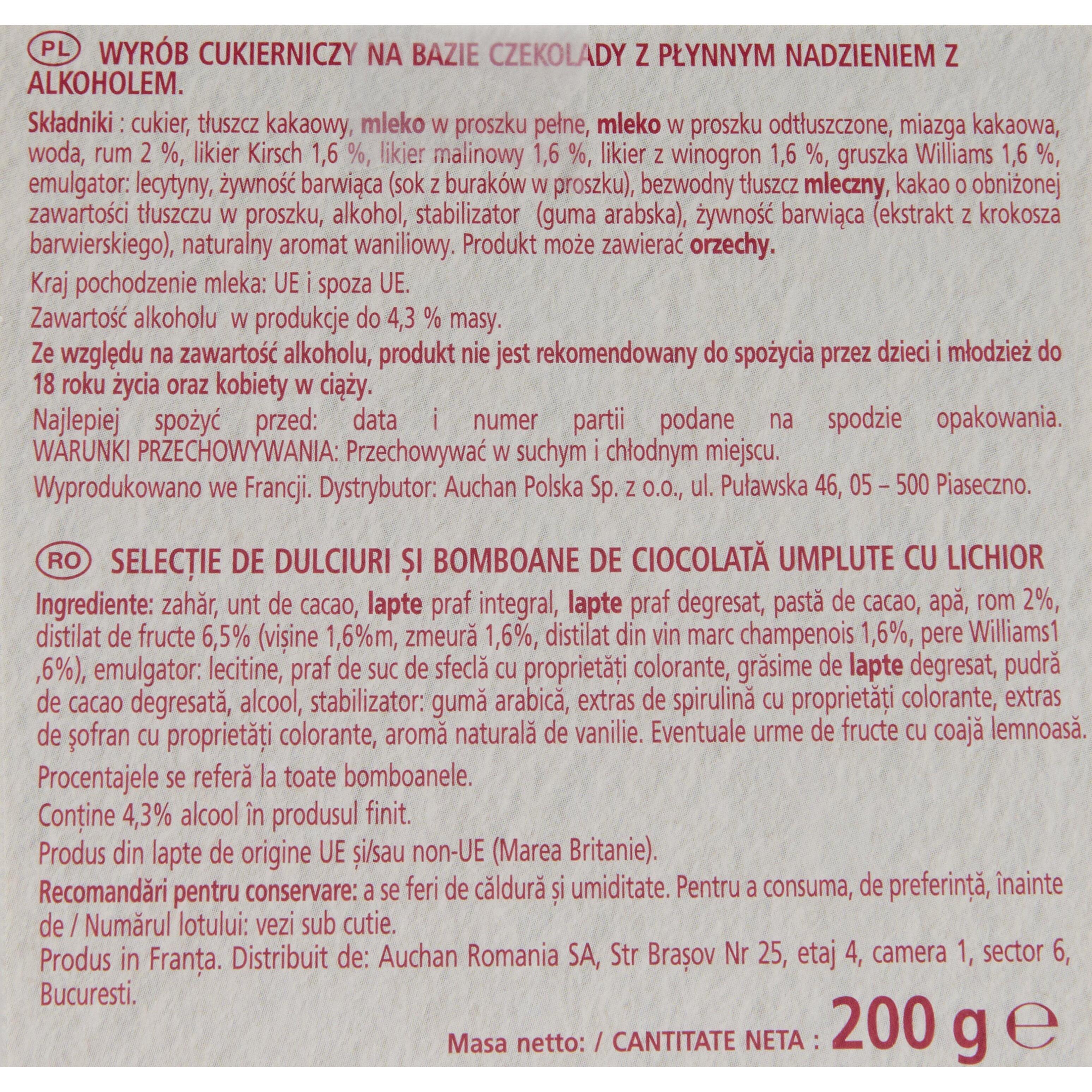 Voir la diapositive 2 : VENDOME Chardons chocolats grand marnier-chartreuse-poire williams-framboise-kirsch 200g