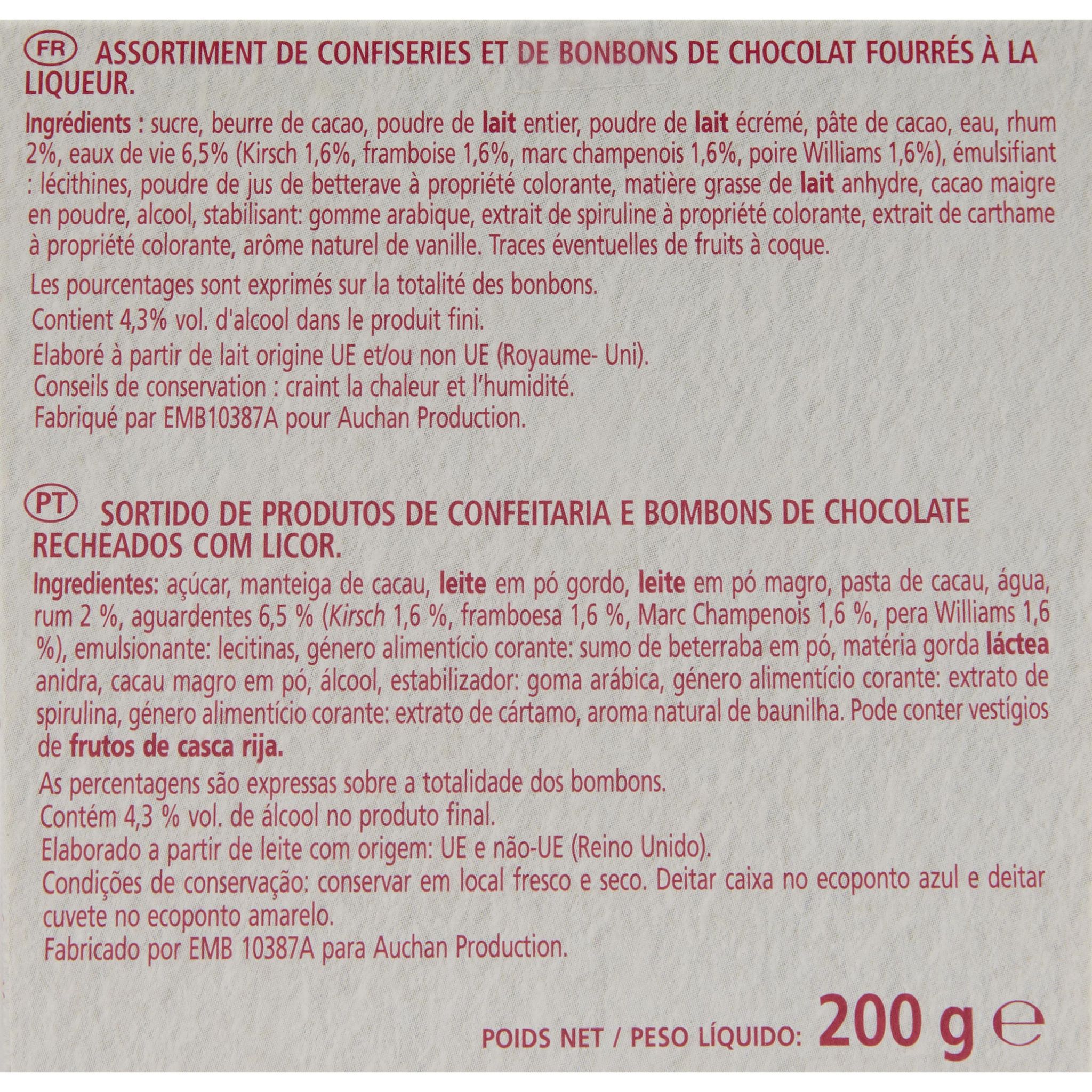 Voir la diapositive 3 : VENDOME Chardons chocolats grand marnier-chartreuse-poire williams-framboise-kirsch 200g