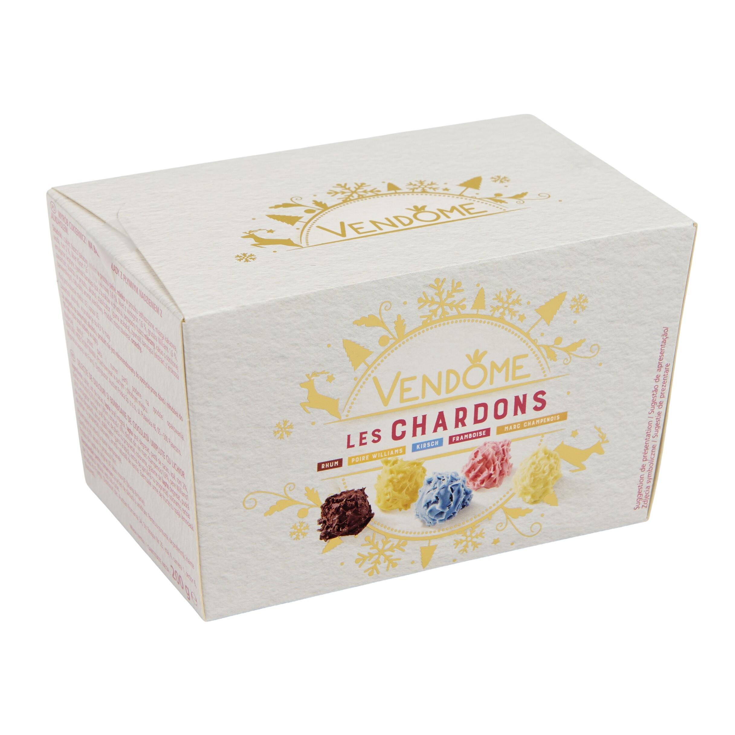 Voir la diapositive 4 : VENDOME Chardons chocolats grand marnier-chartreuse-poire williams-framboise-kirsch 200g
