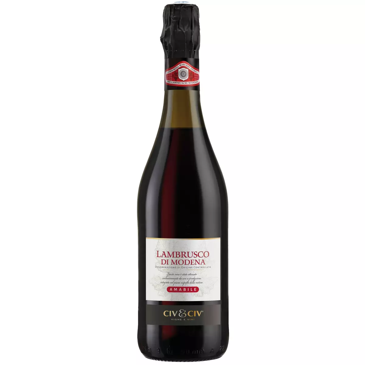 Vin rouge DOC Lambrusco di Modena brut amabile 75cl