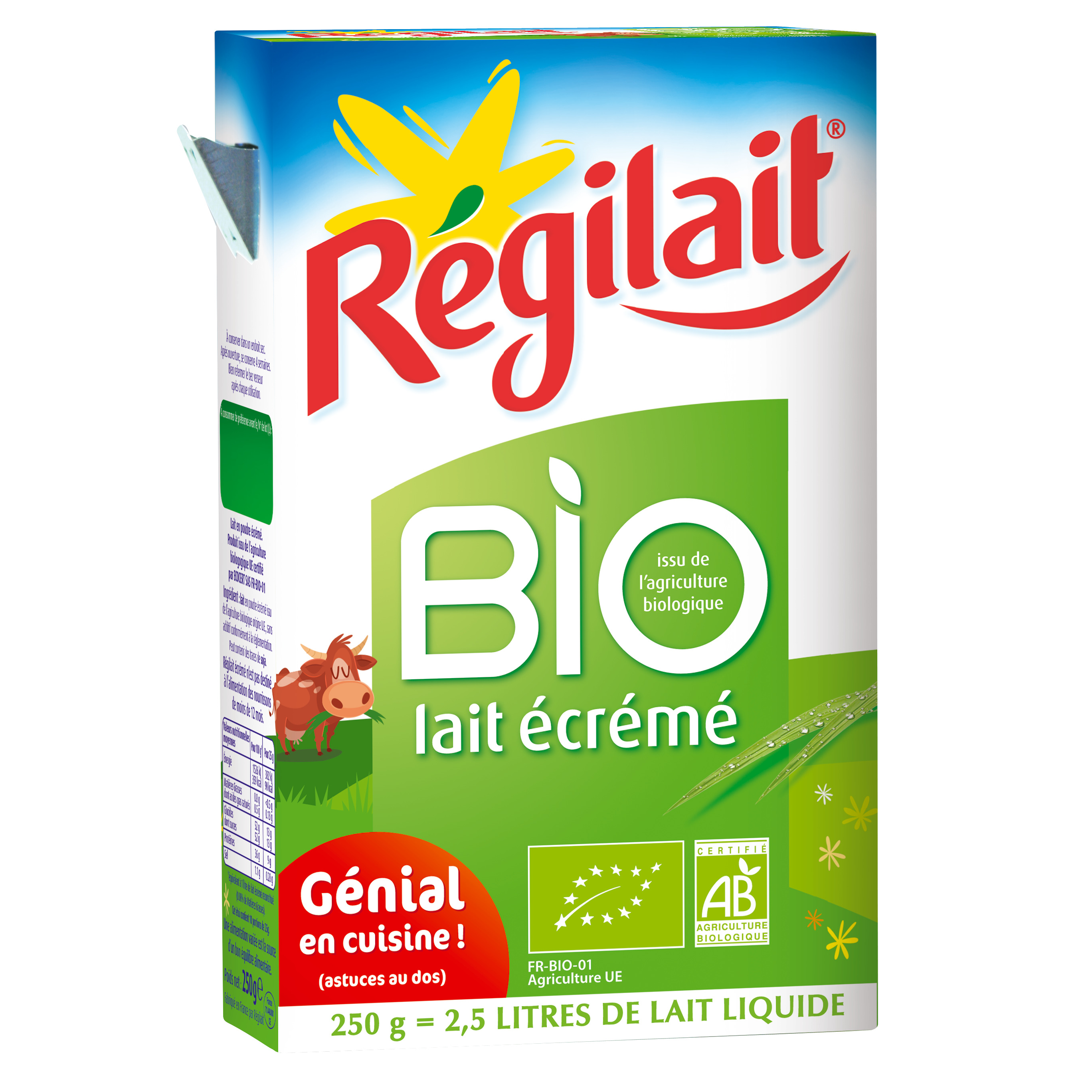 Voir la diapositive 2 : REGILAIT Lait en poudre écrémé bio 250g