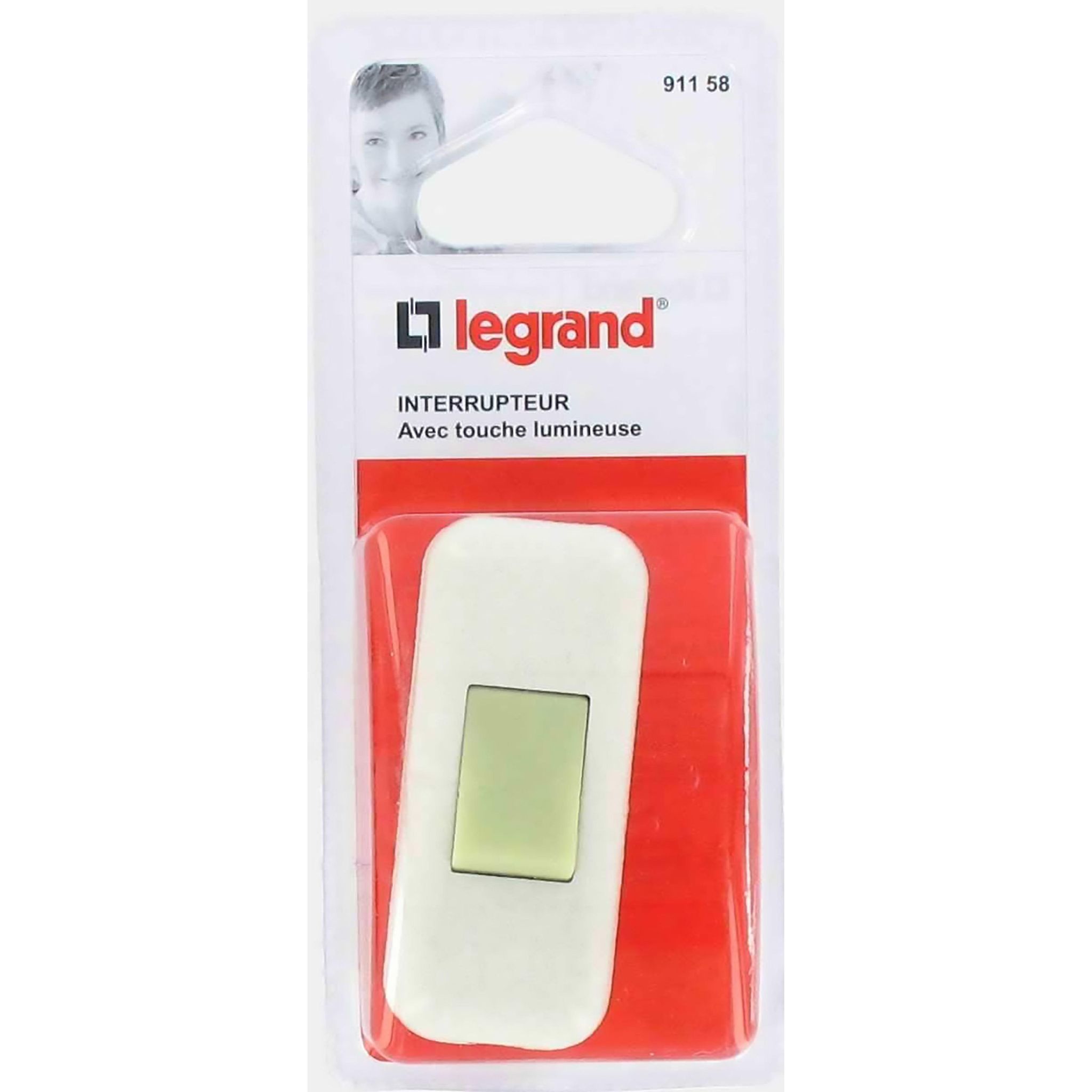 Interrupteur lampe 2A touche fluo blanc