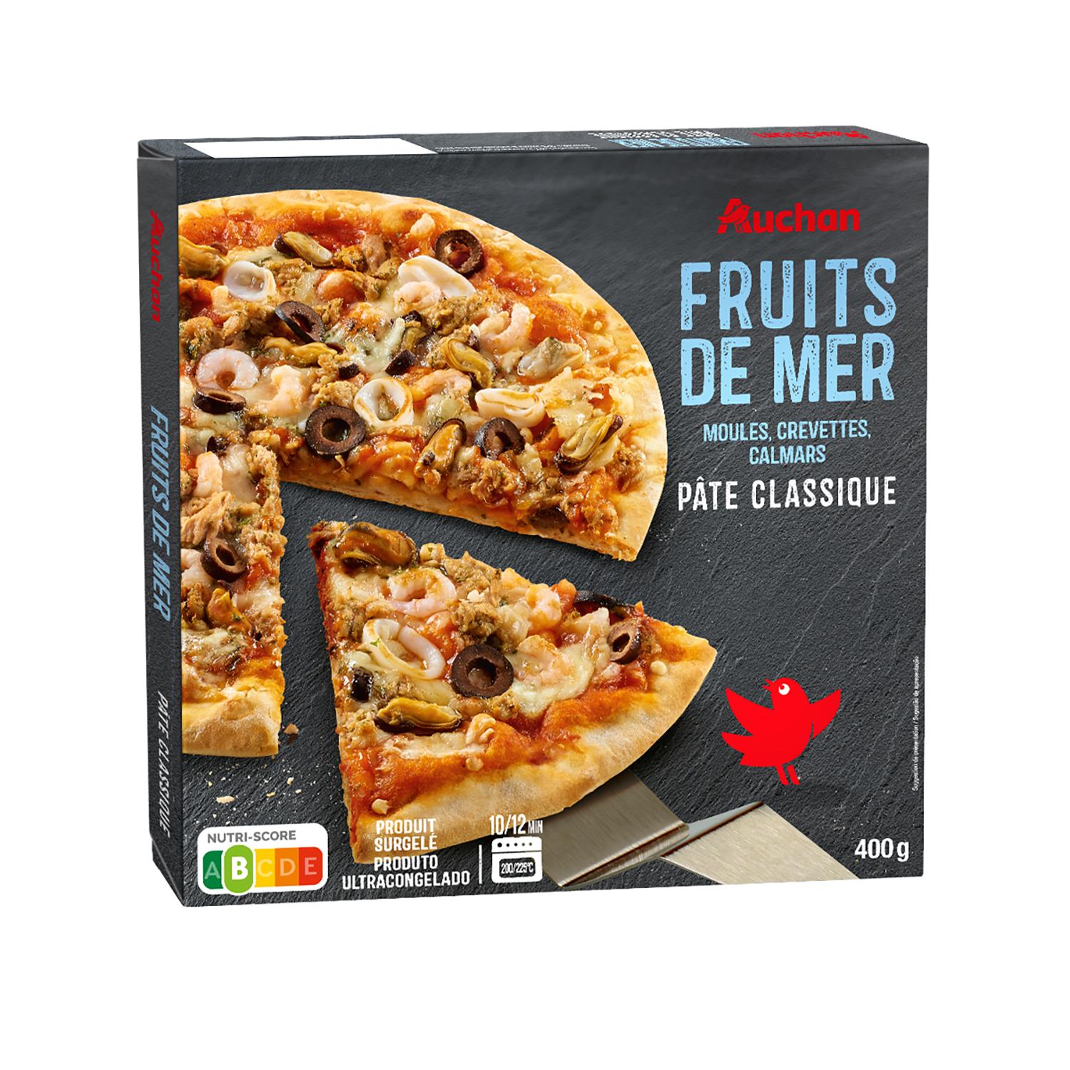 Voir la diapositive 2 : AUCHAN Pizza cuite sur pierre aux fruits de mer 400g