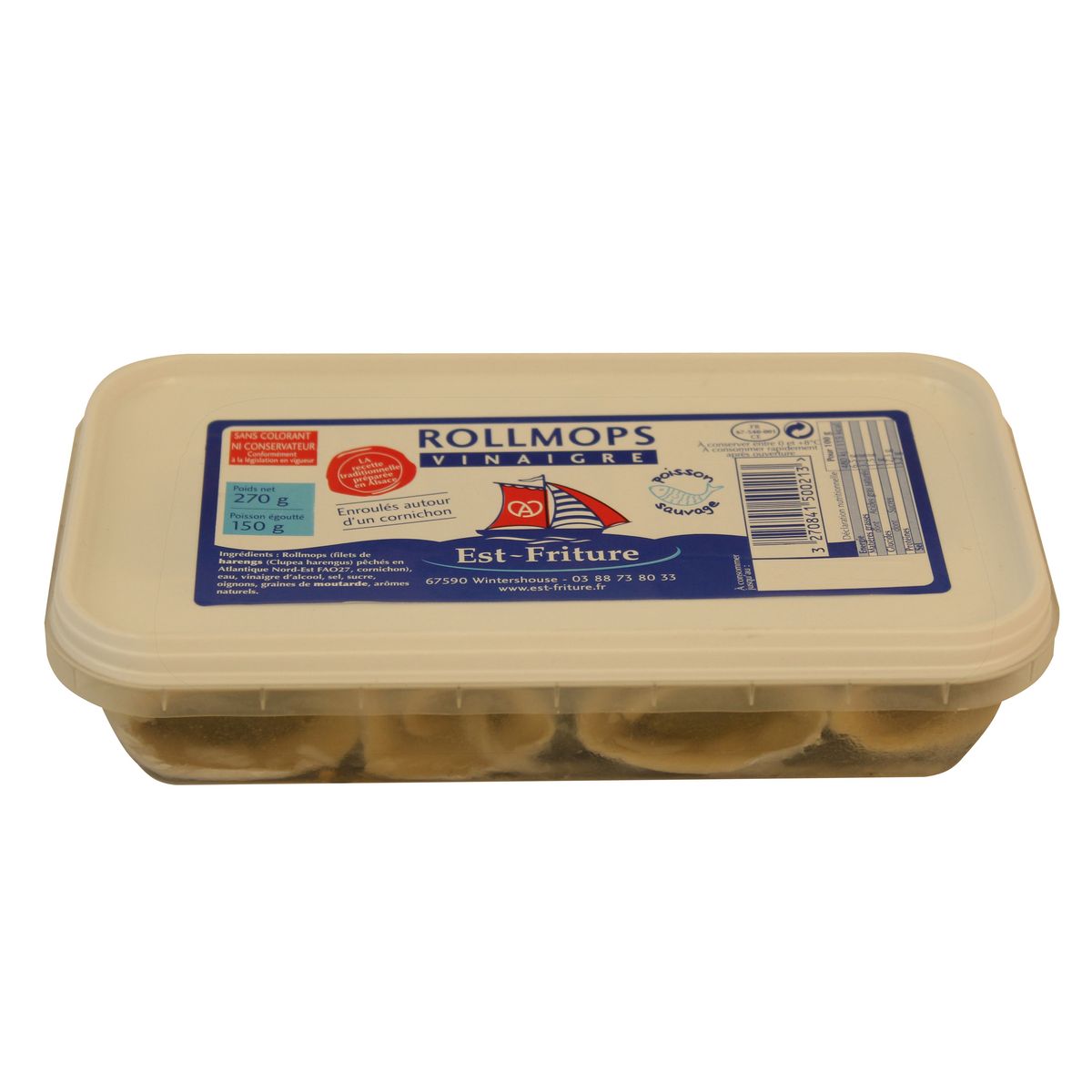 EST FRITURE Rollmops au vinaigre enroulés autour d'un cornichon 150g